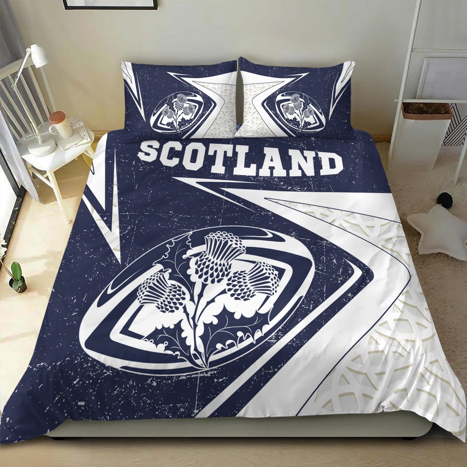 Scotland Rugby Bedding Set - Celtic Scottish Rugby Ball Thistle Ver - Vibe Hoodie Shop