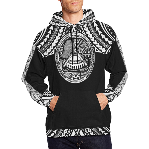 Seal Of American Samoa All Over Hoodie Black - Vibe Hoodie Shop