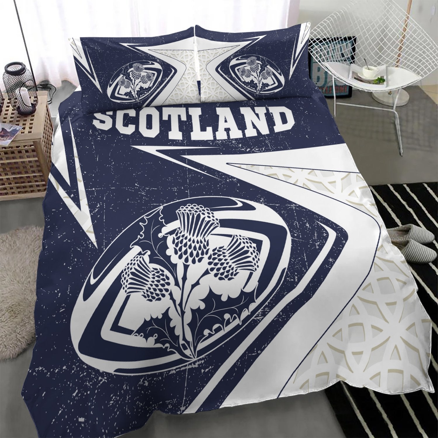 Scotland Rugby Bedding Set - Celtic Scottish Rugby Ball Thistle Ver - Vibe Hoodie Shop