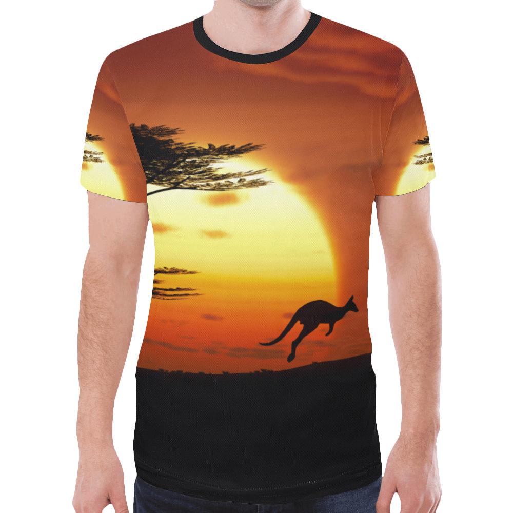 T shirt - Kangaroo T shirt Sunset Ver01 - Unisex - Vibe Hoodie Shop