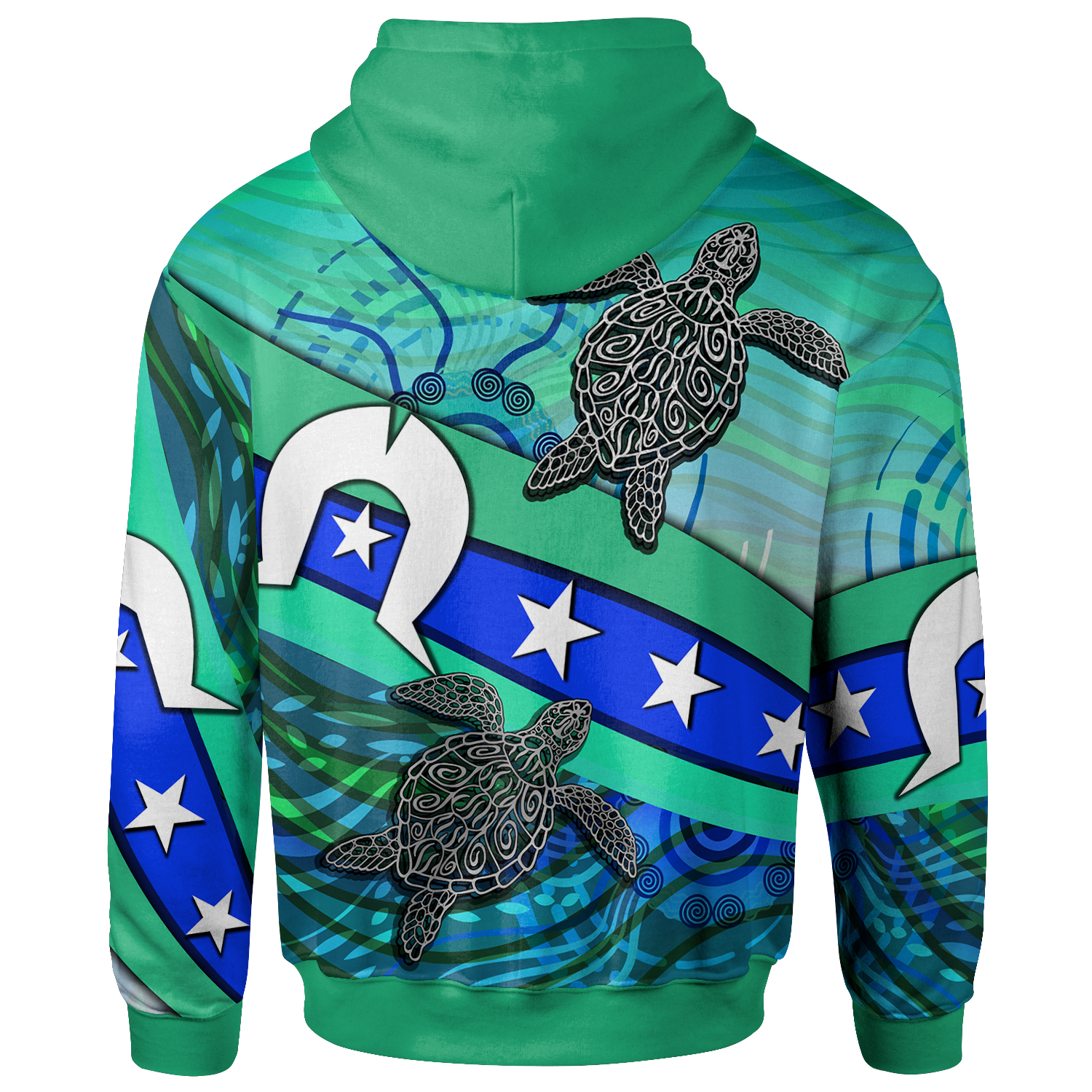 Hoodie - Torres Strait Flag And Turtle - Vibe Hoodie Shop