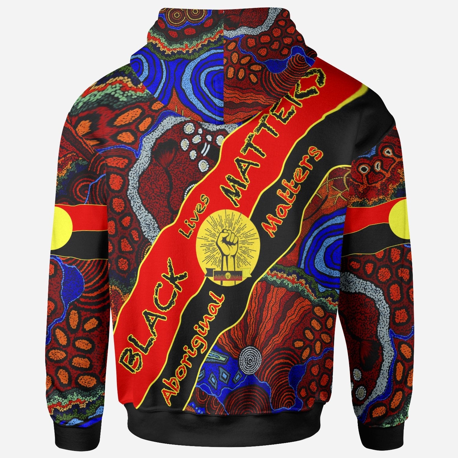 Hoodie - Black Live Matter and Aboriginal Pattern - Unisex - Vibe Hoodie Shop