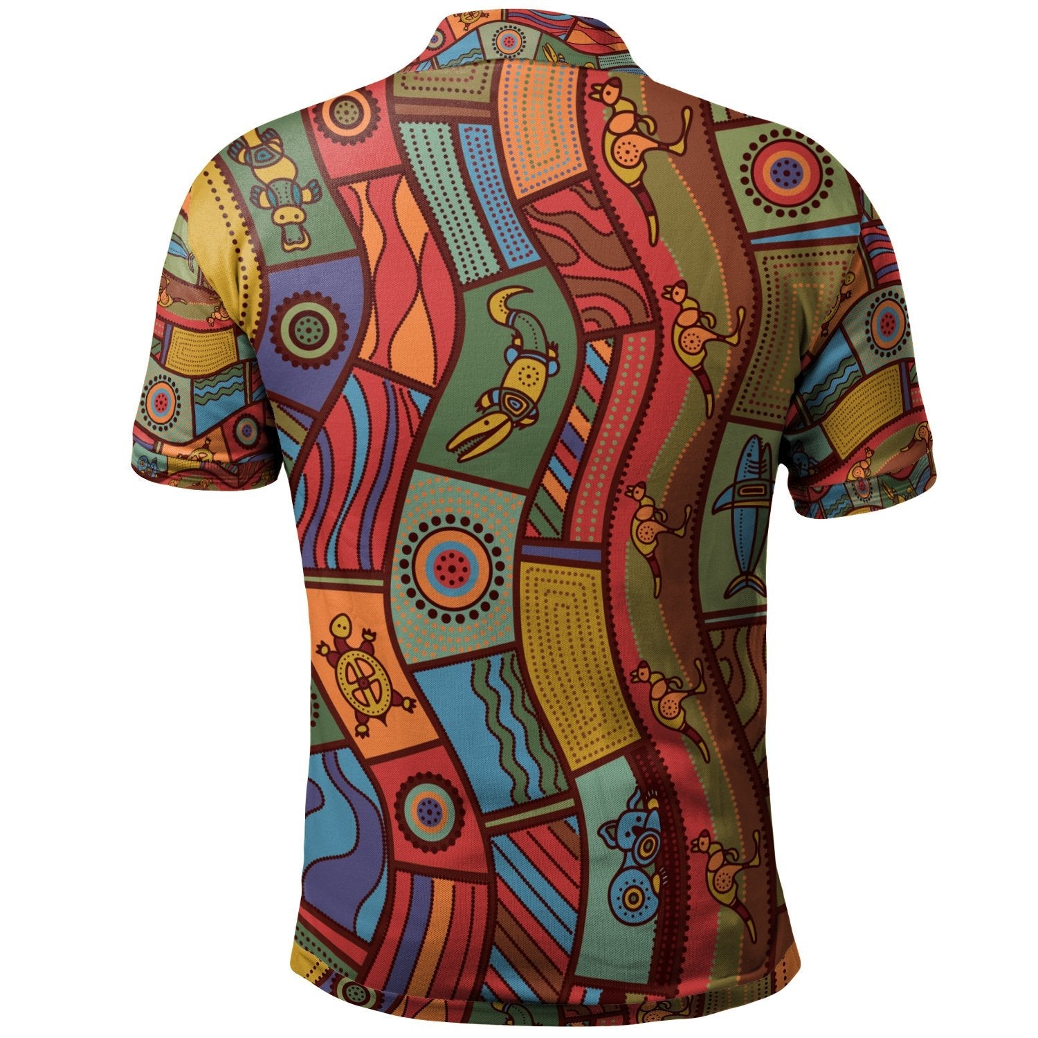 Polo Shirts - Aboriginal Art With Animals - Vibe Hoodie Shop