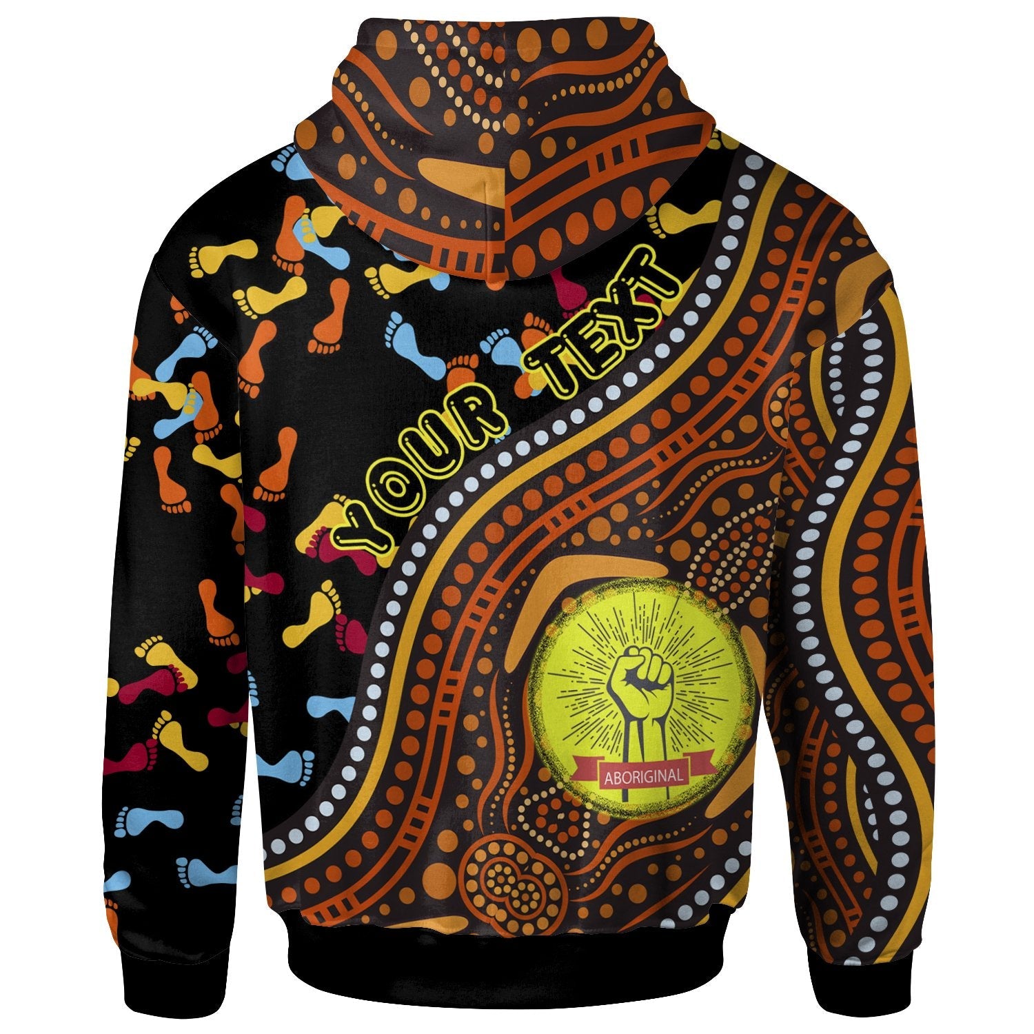 (Custom) Hoodie - Aboriginal Style and Flag, Dot Painting - Vibe Hoodie Shop