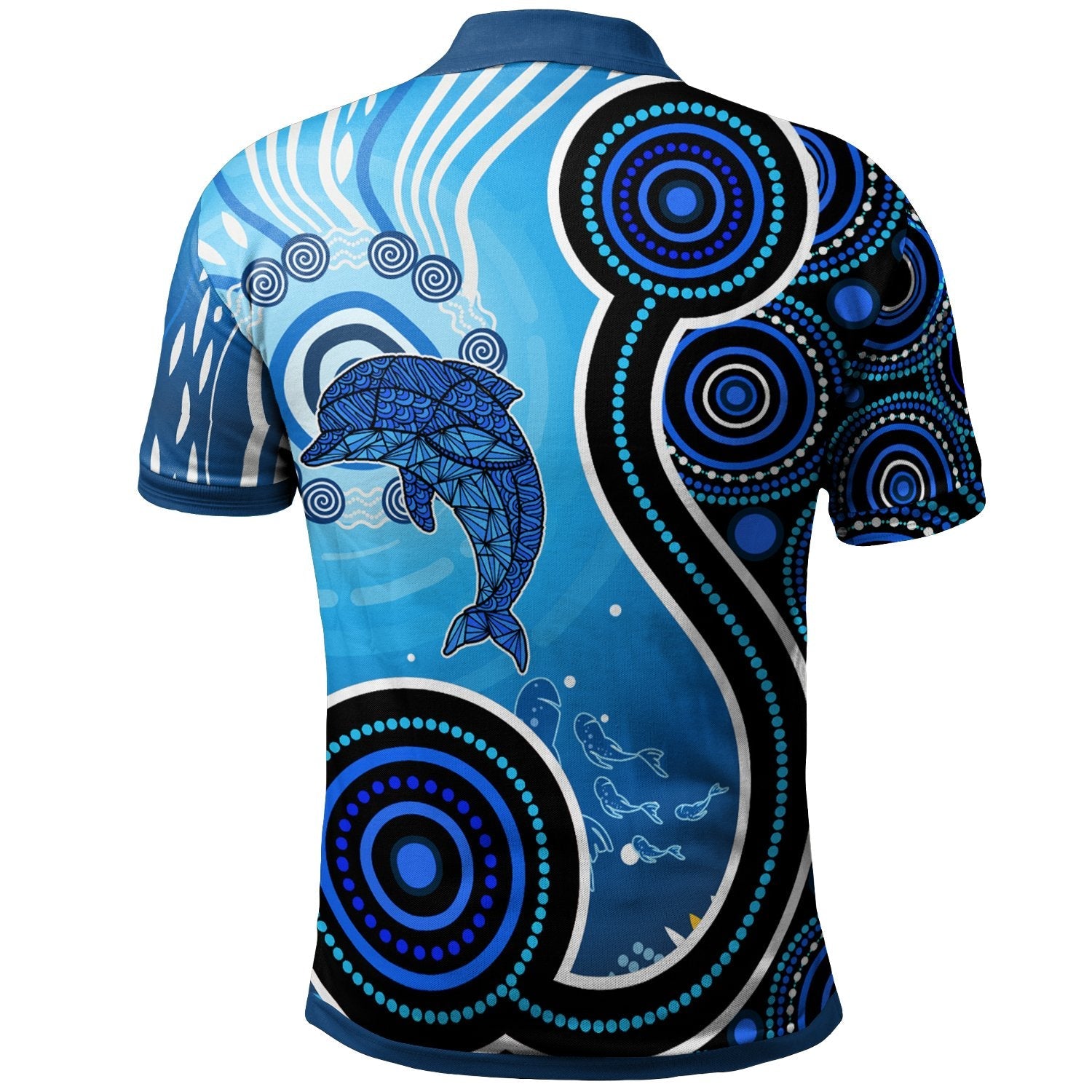 Aboriginal Polo Shirt - Dolphin And Aboriginal Dot Patterns - Vibe Hoodie Shop