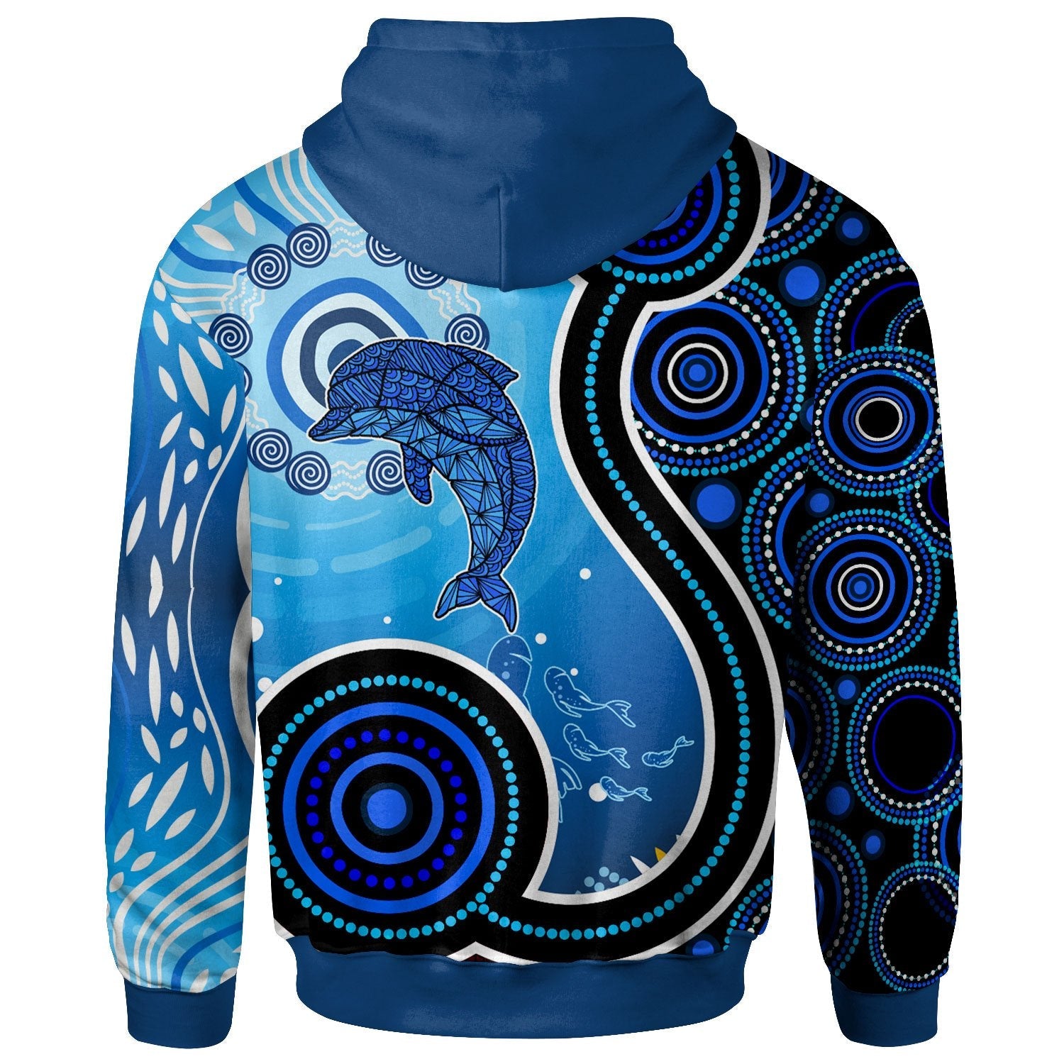 Aboriginal Hoodie - Dolphin And Aboriginal Dot Patterns - Vibe Hoodie Shop