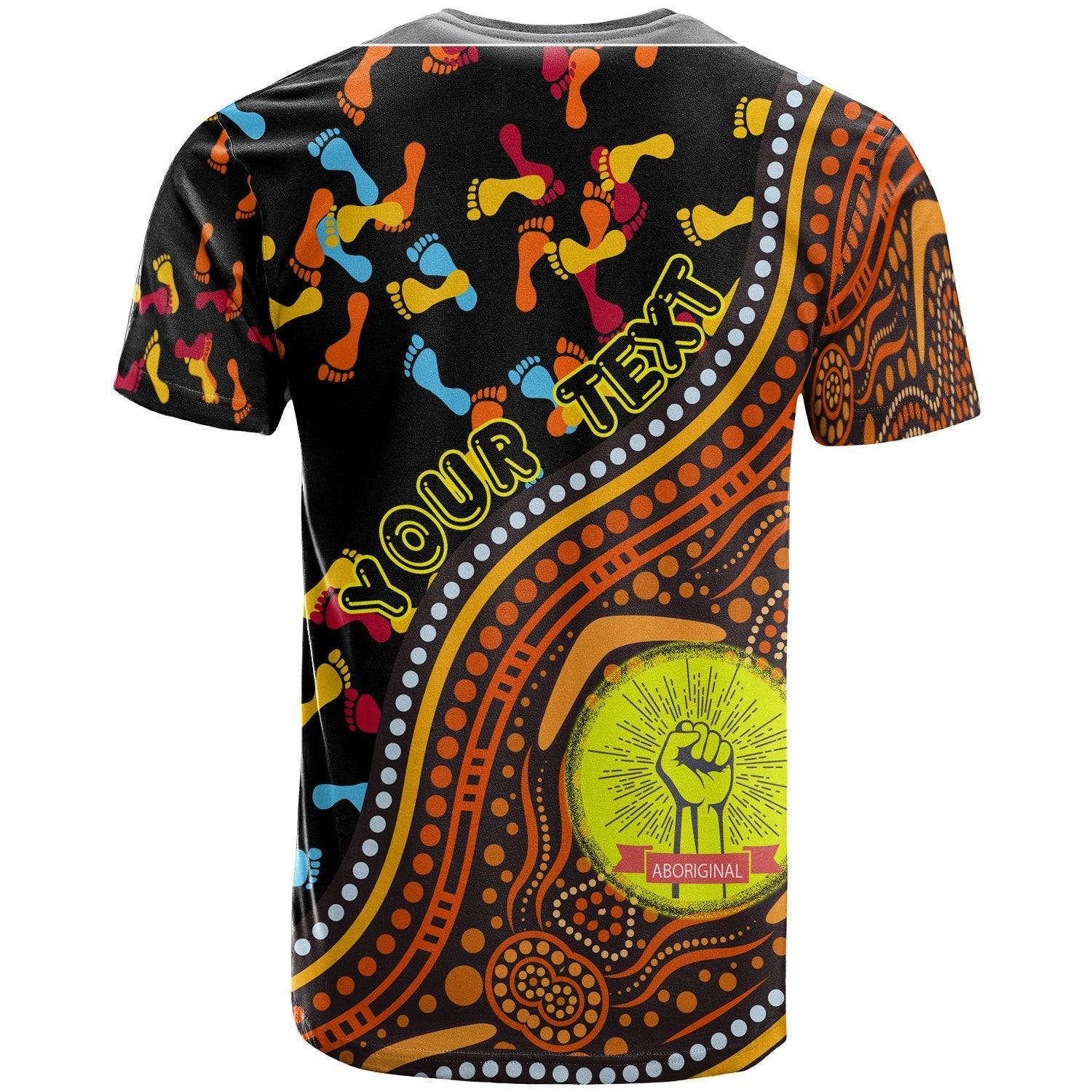 (Custom Text) TShirt - Aboriginal Style and Flag, Dot Painting - Vibe Hoodie Shop