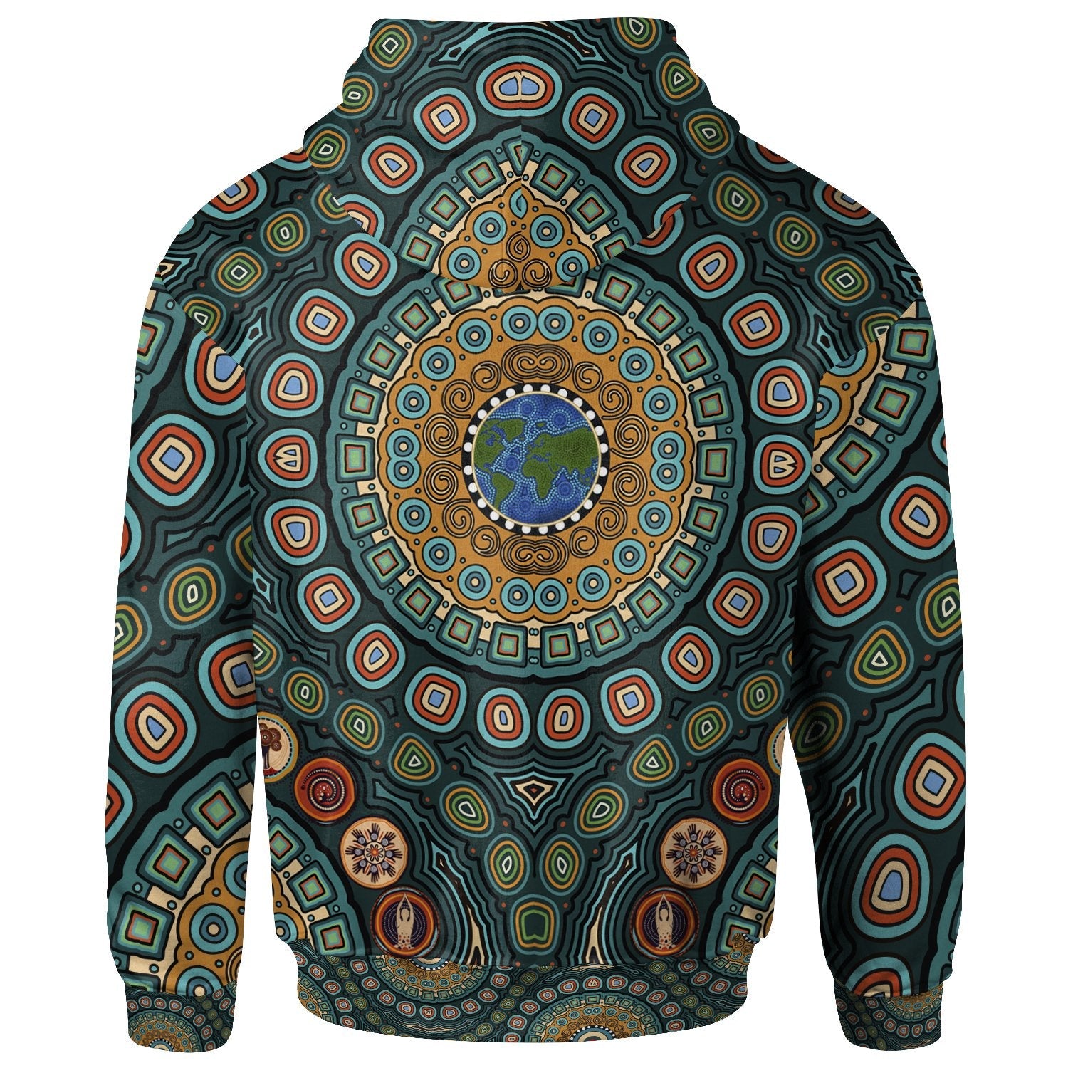 Hoodie - Aboriginal Green Dot Painting With Earth - Vibe Hoodie Shop