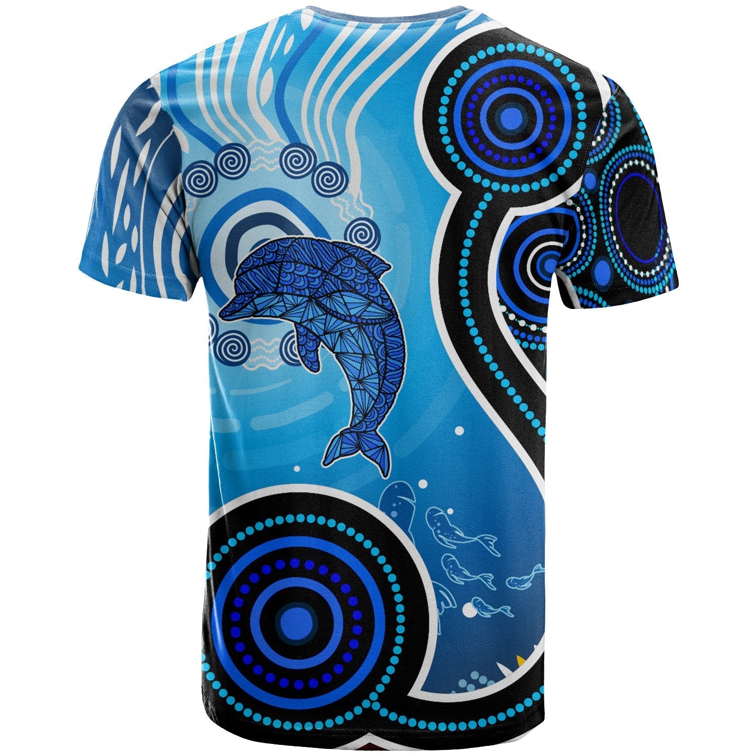 Aboriginal T shirt - Dolphin And Aboriginal Dot Patterns - Vibe Hoodie Shop