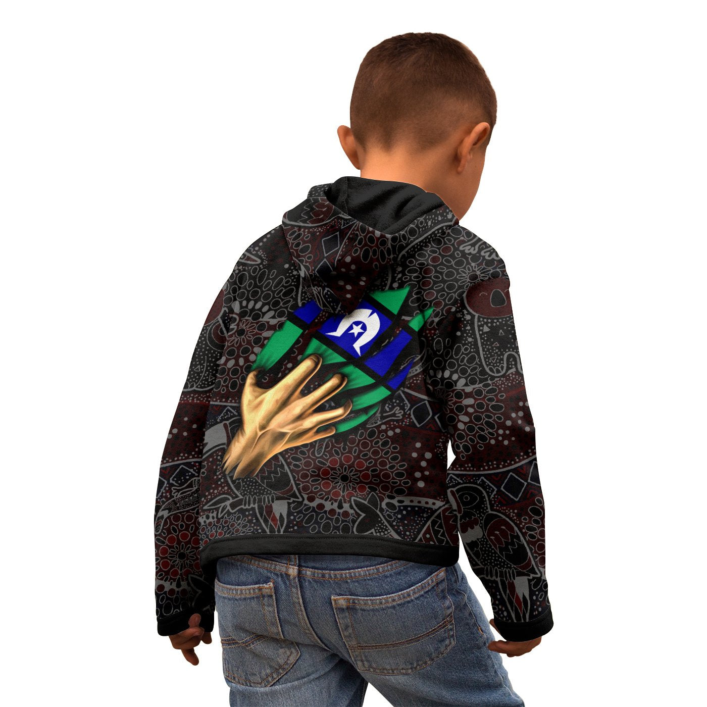 Aboriginal Zip Hoodie Kids - Torres Strait Blood In Me - Vibe Hoodie Shop