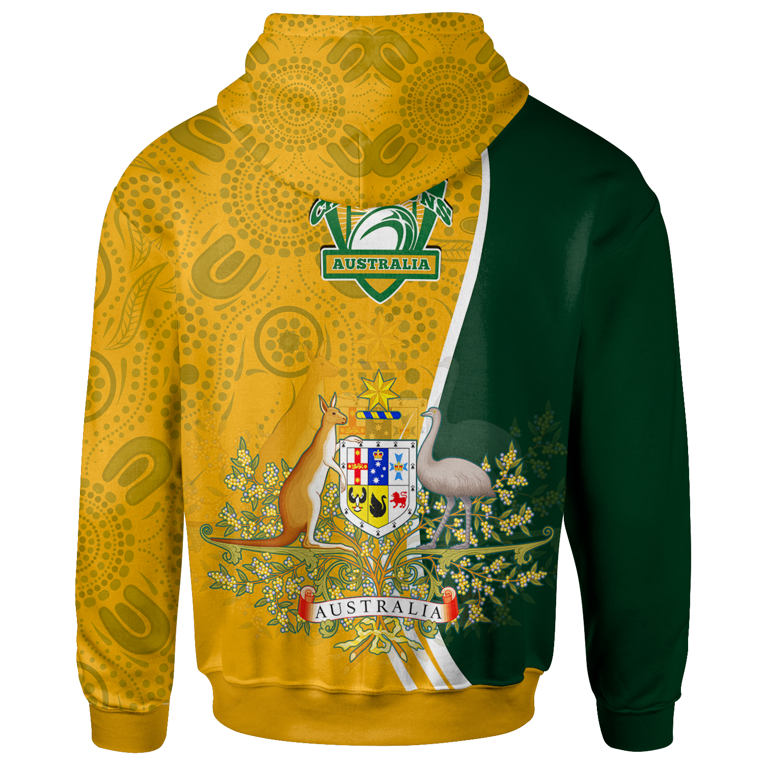 Zip - Up Hoodie - Australia Coat Of Arm In Rugby Style - Vibe Hoodie Shop