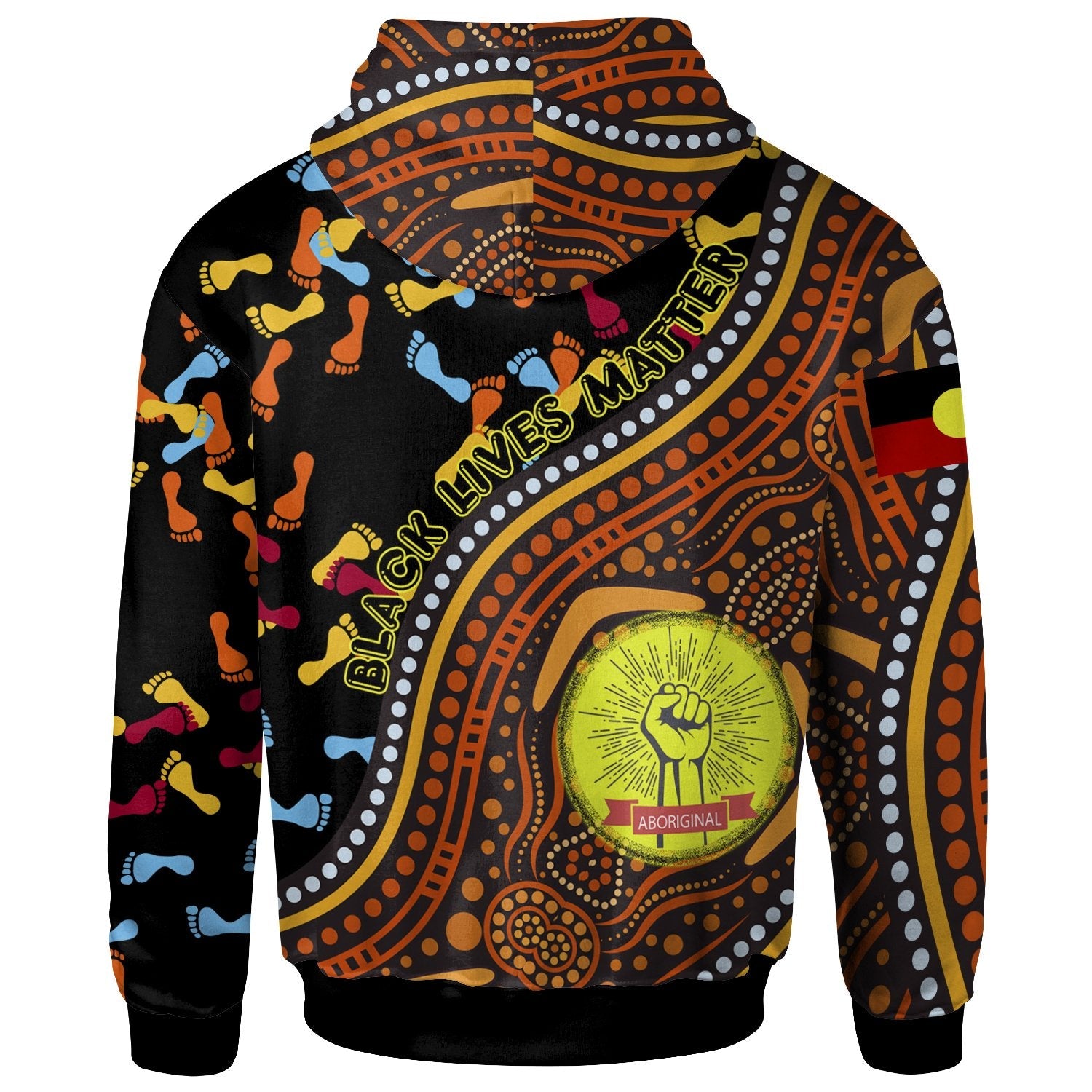 (Custom) Hoodie - Aboriginal Style and Flag, Black Live Matter - Vibe Hoodie Shop