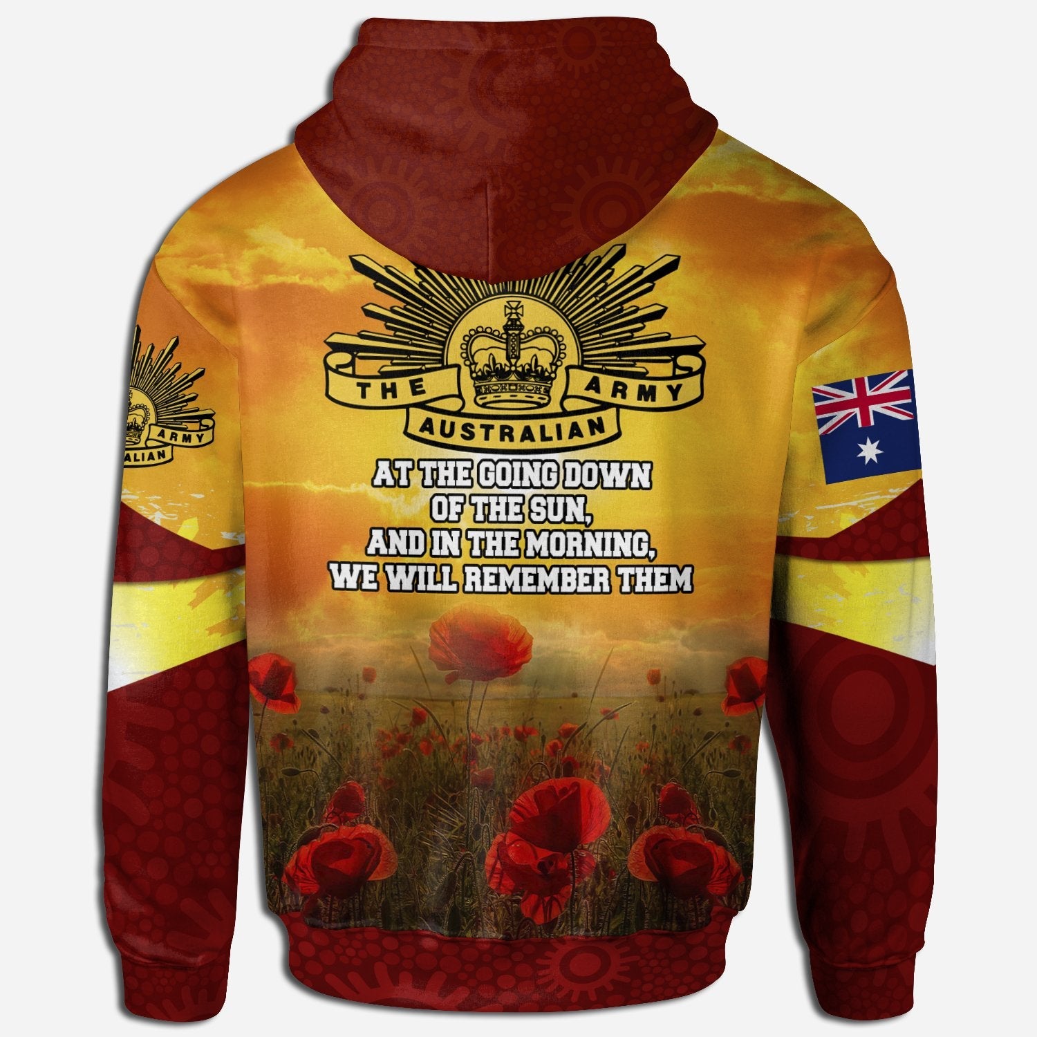 ANZAC Zip - Up Hoodie - Lest We Forget Aboriginal Version - Vibe Hoodie Shop