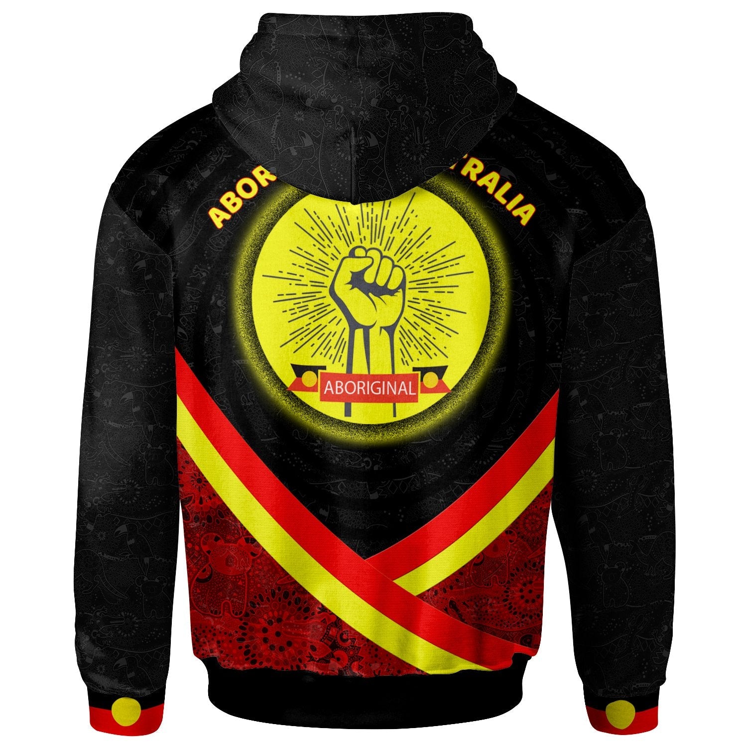 (Custom) Zip - Up Hoodie - Aboriginal Flag And Animals Pattern - Vibe Hoodie Shop