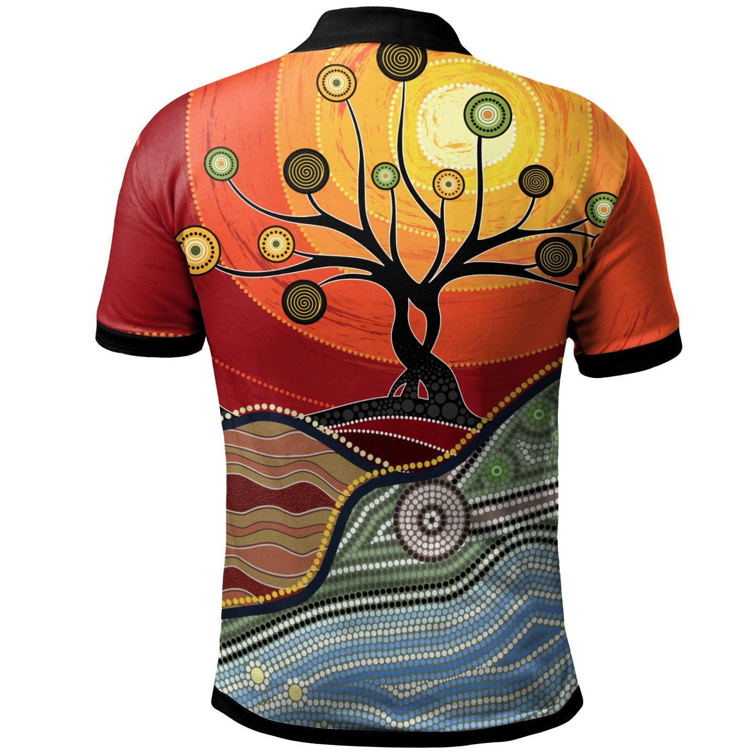 Polo Shirt - Australian Aboriginal Tree - Vibe Hoodie Shop