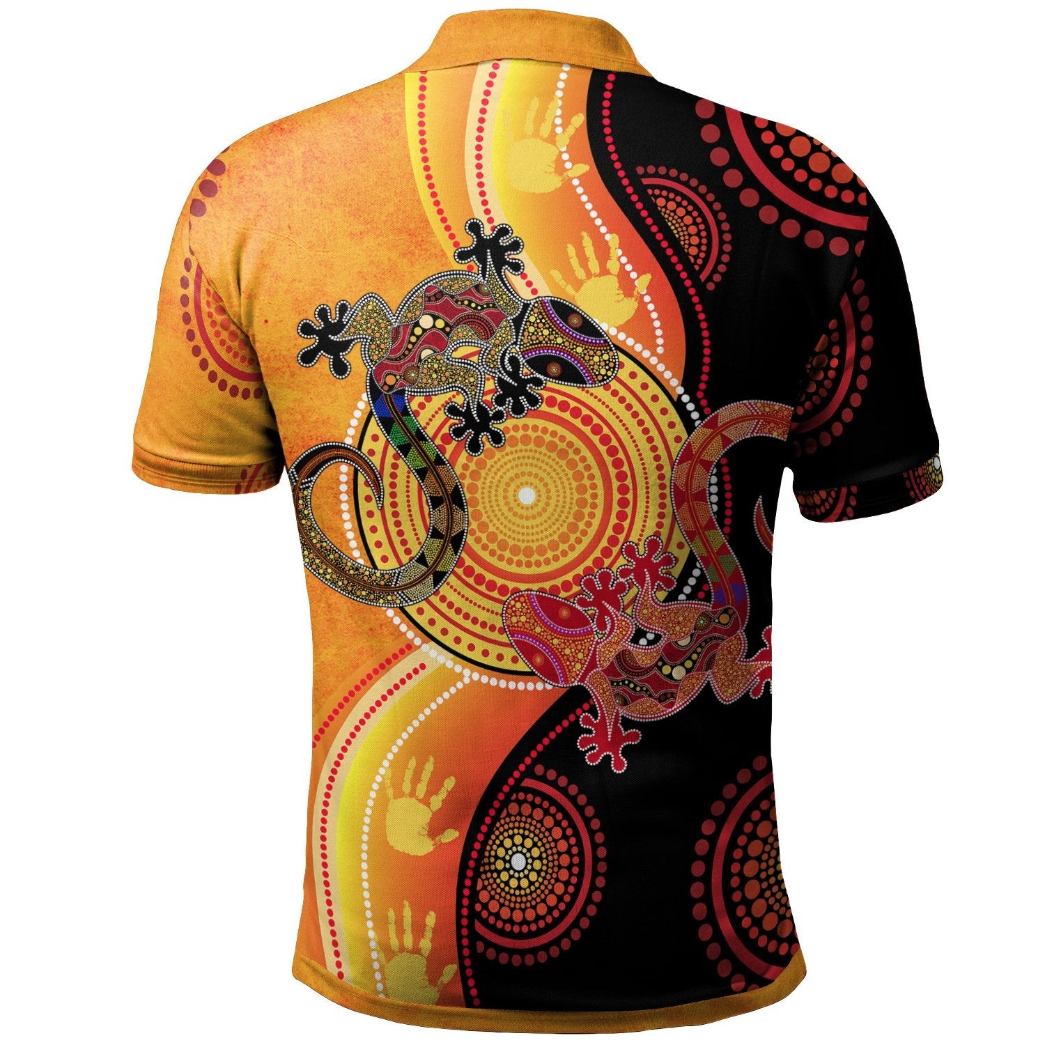 Aboriginal Polo Shirt - Couple Aboriginal Lizards - Vibe Hoodie Shop