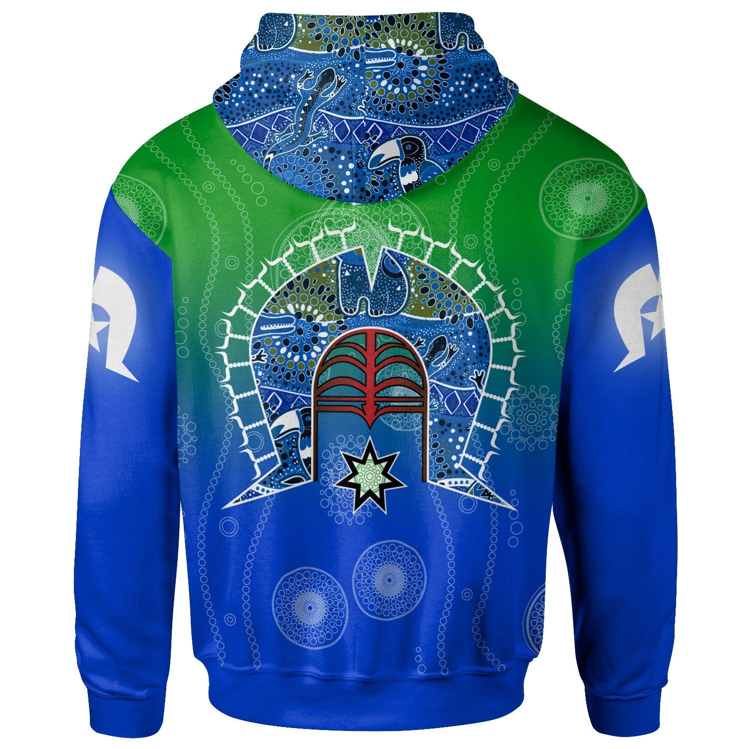 Hoodie - Torres Strait Symbol With Aboriginal Patterns - Vibe Hoodie Shop