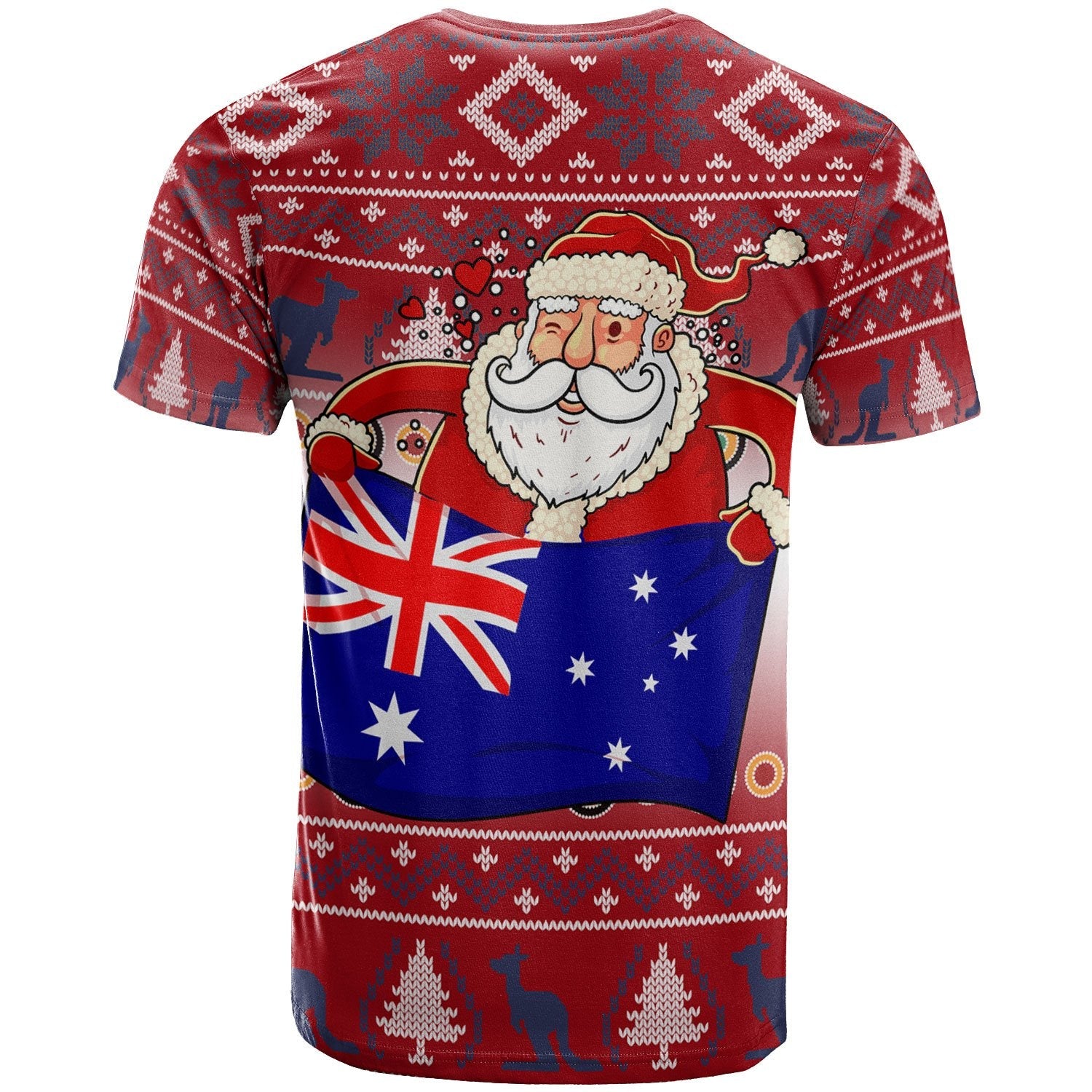 Christmas Personalised T shirt - Australia Santa Claus Hold The Flag (Red) - Vibe Hoodie Shop