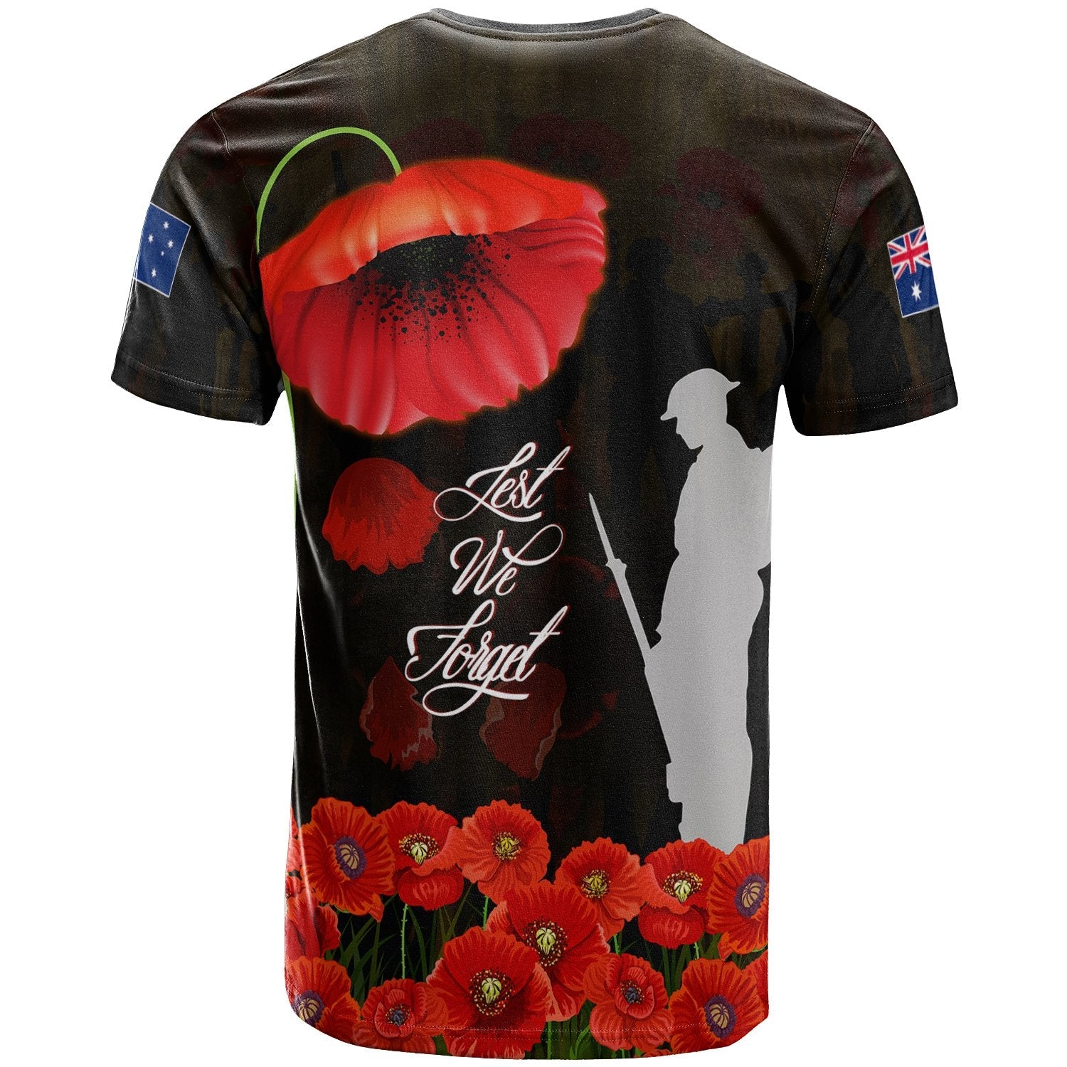 ANZAC T shirt - Remembrance Poppy Flowers - Vibe Hoodie Shop