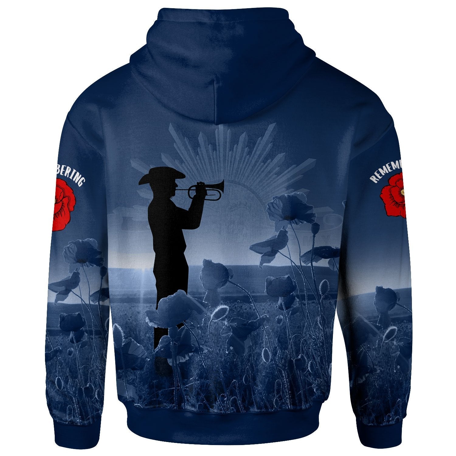 Navy ANZAC Zip - Up Hoodie - Remembering Our Heroes - Vibe Hoodie Shop