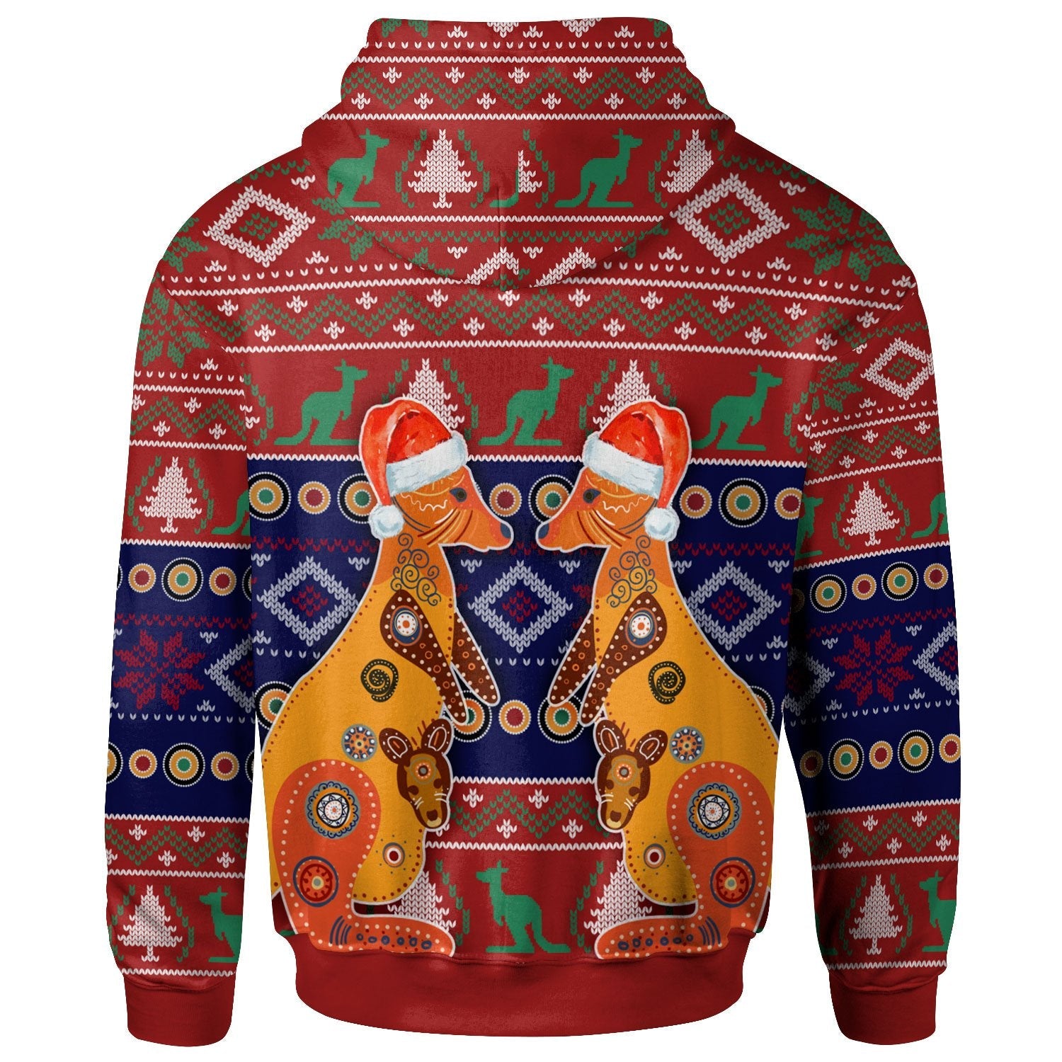 Australia Christmas Zip - Up Hoodie - Mother Kangaroo In Christmas - Vibe Hoodie Shop