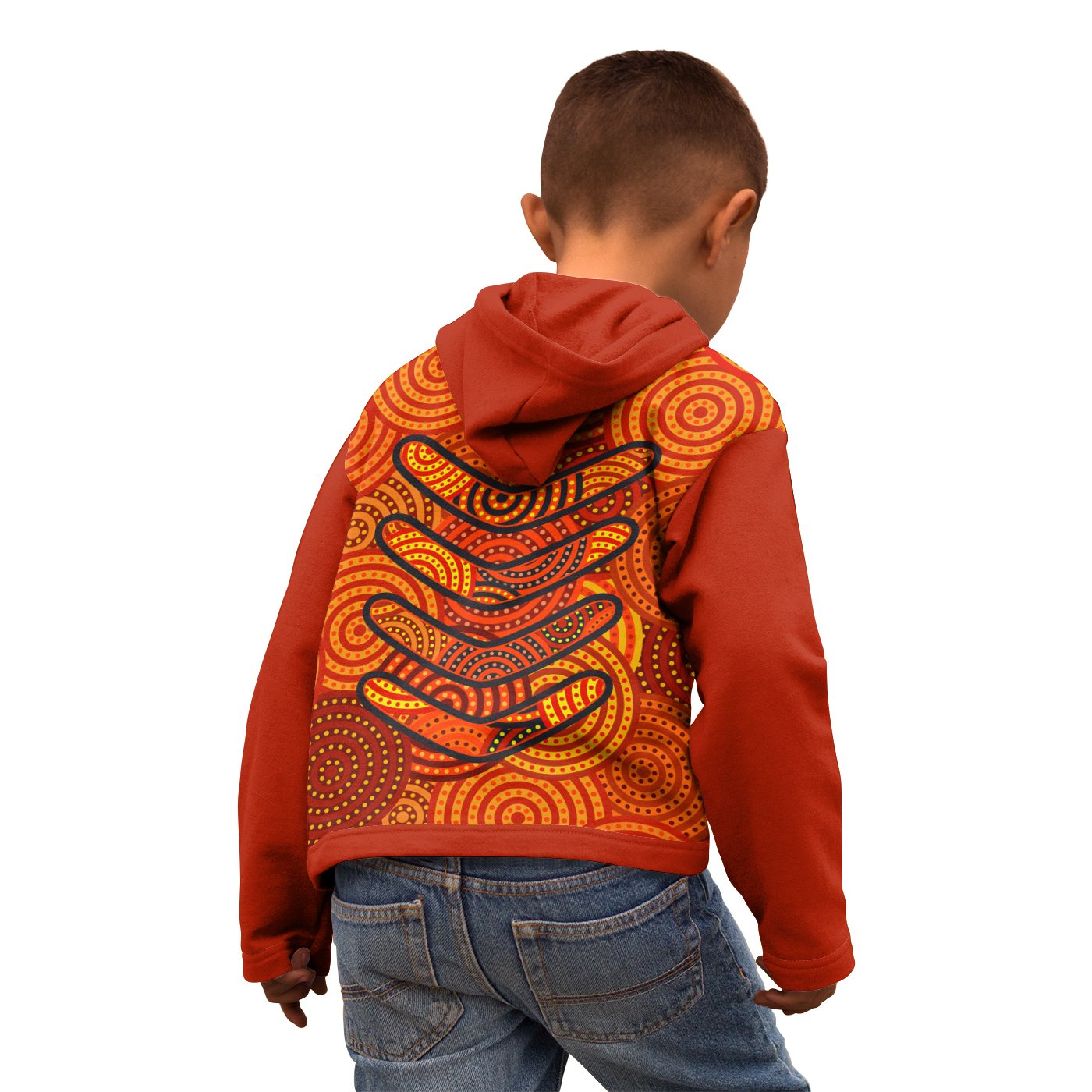 Aboriginal Zip - Up Hoodie - Aboriginal Boomerangs And Dot Circle - Vibe Hoodie Shop