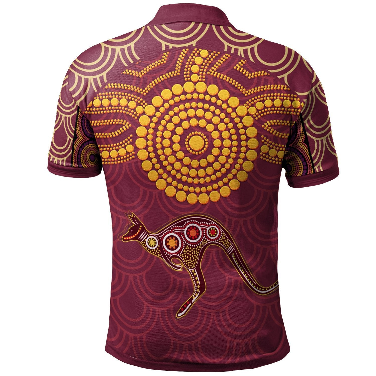 Aboriginal Polo Shirt - Aboriginal Kangaroo - Vibe Hoodie Shop