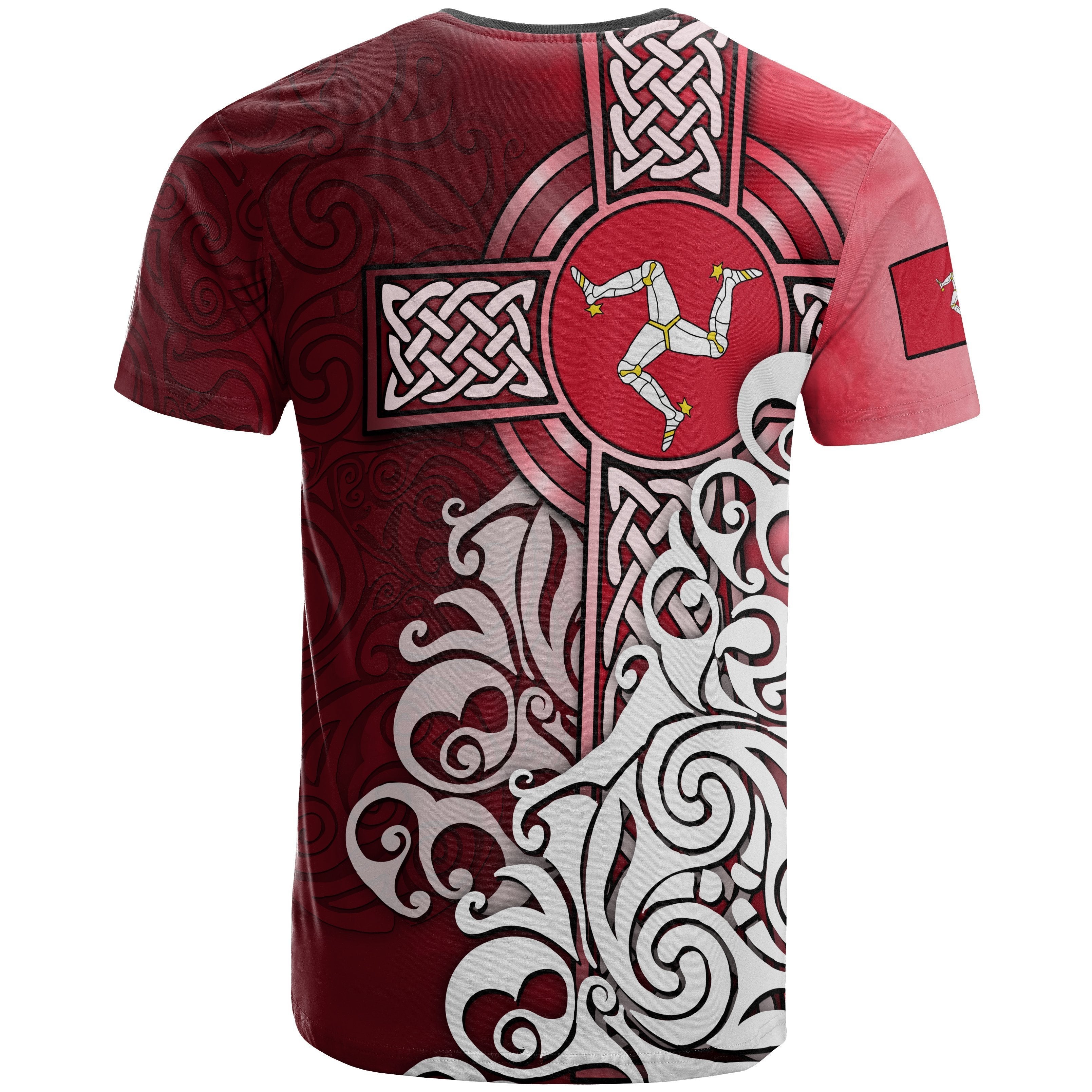 Celtic T shirt - Isle Of Man Flag With Celtic Cross - Vibe Hoodie Shop