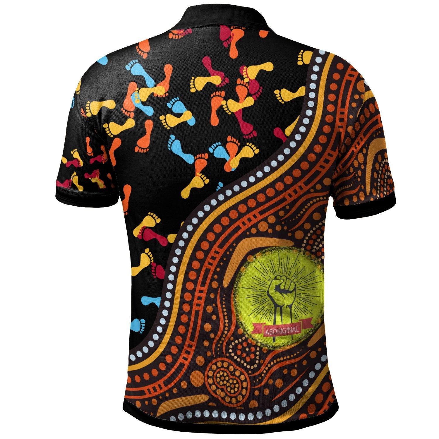 (Custom Text) Polo Shirt - Aboriginal Style and Flag, Dot Painting - Vibe Hoodie Shop