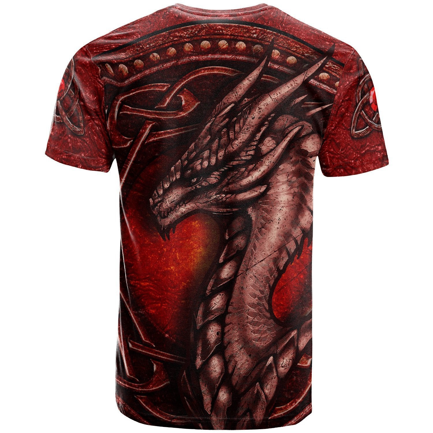 Celtic Dragon With Celtic Knot T shirts (Red) - Vibe Hoodie Shop