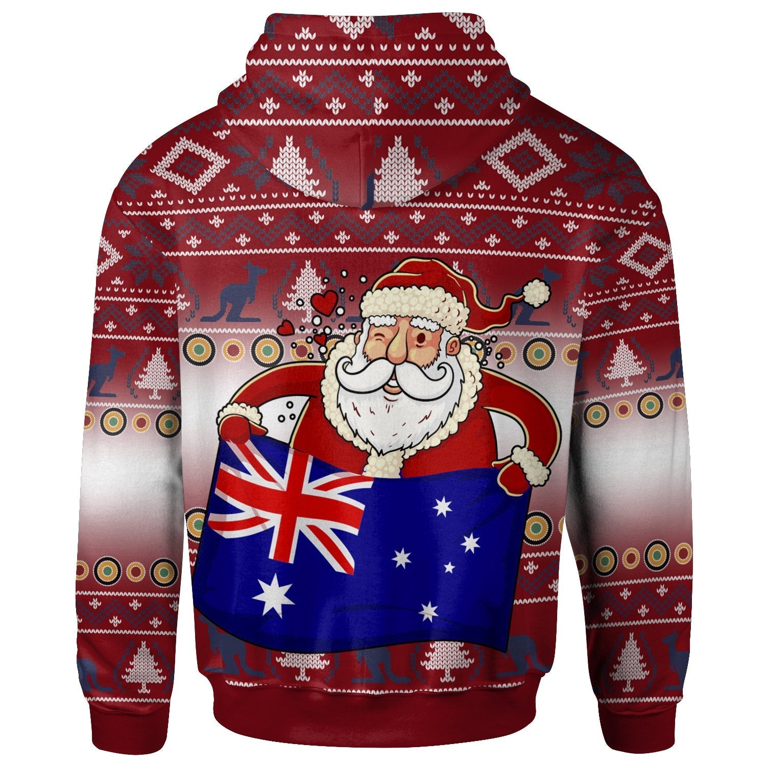 Christmas Personalised Hoodie - Australia Santa Claus Hold The Flag (Red) - Vibe Hoodie Shop