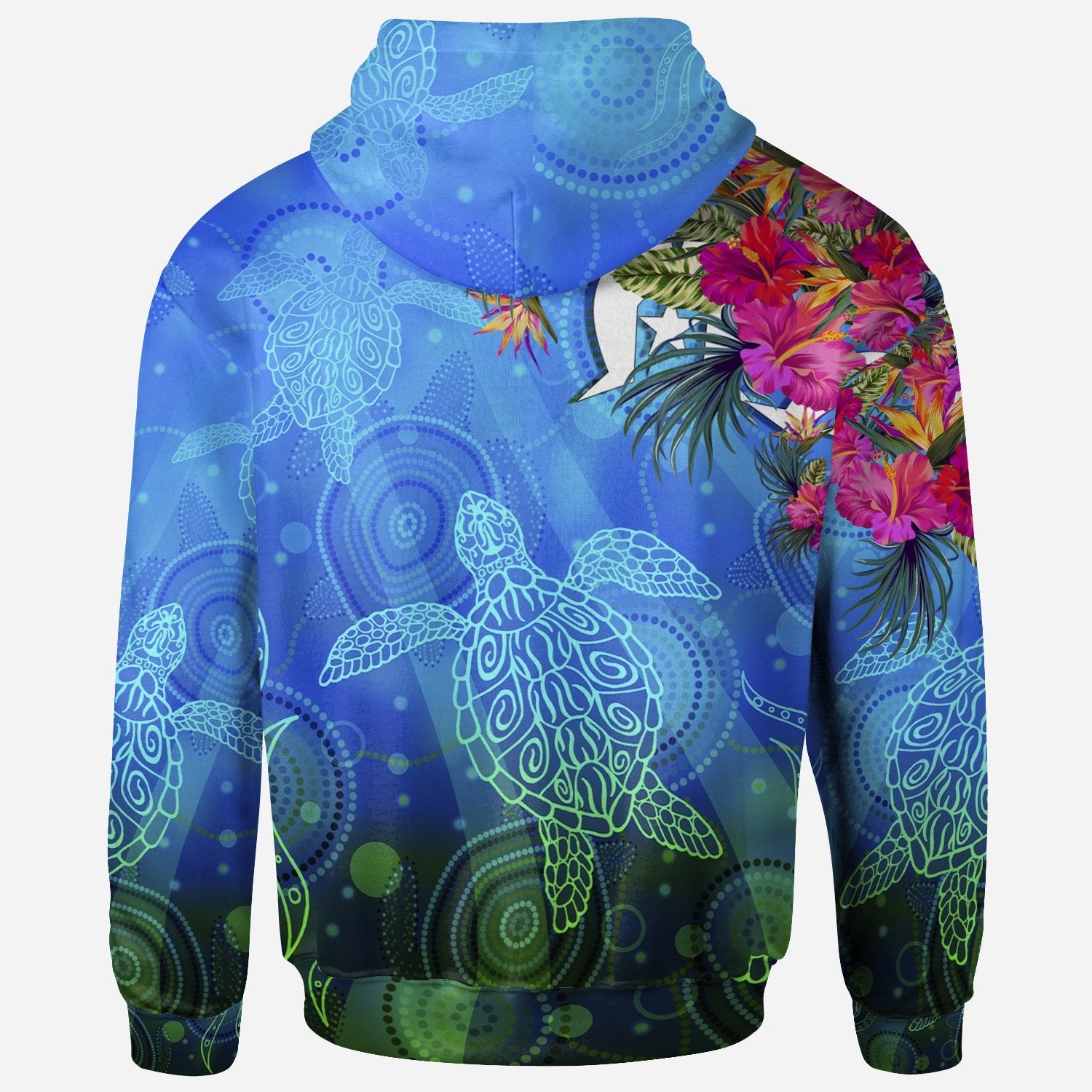 Zio Hoodie - Torres Strait Blue Sea With Hibiscus - Vibe Hoodie Shop