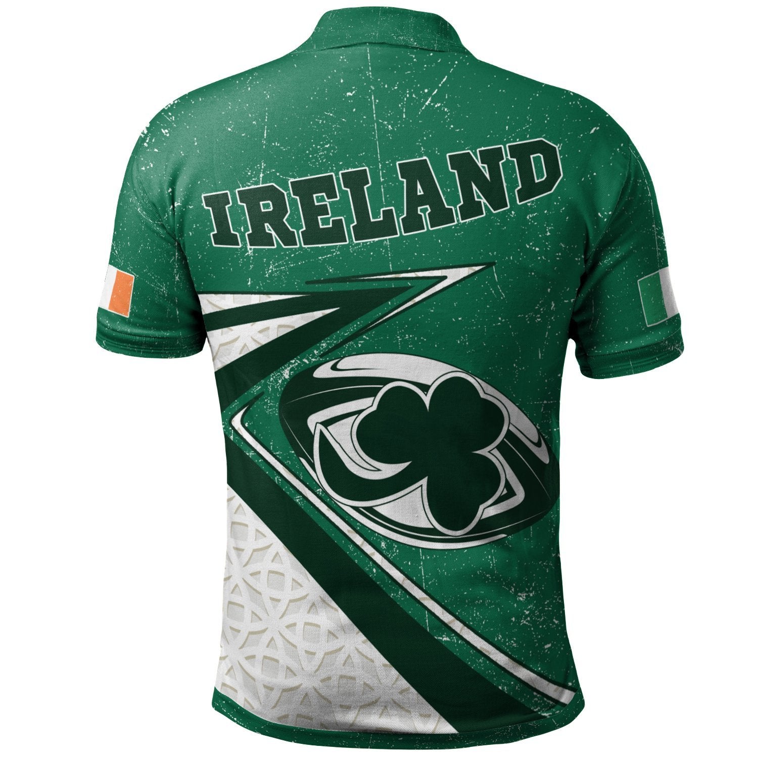 Ireland Rugby Polo Shirt - Celtic Shamrock and Rugby Ball - Vibe Hoodie Shop