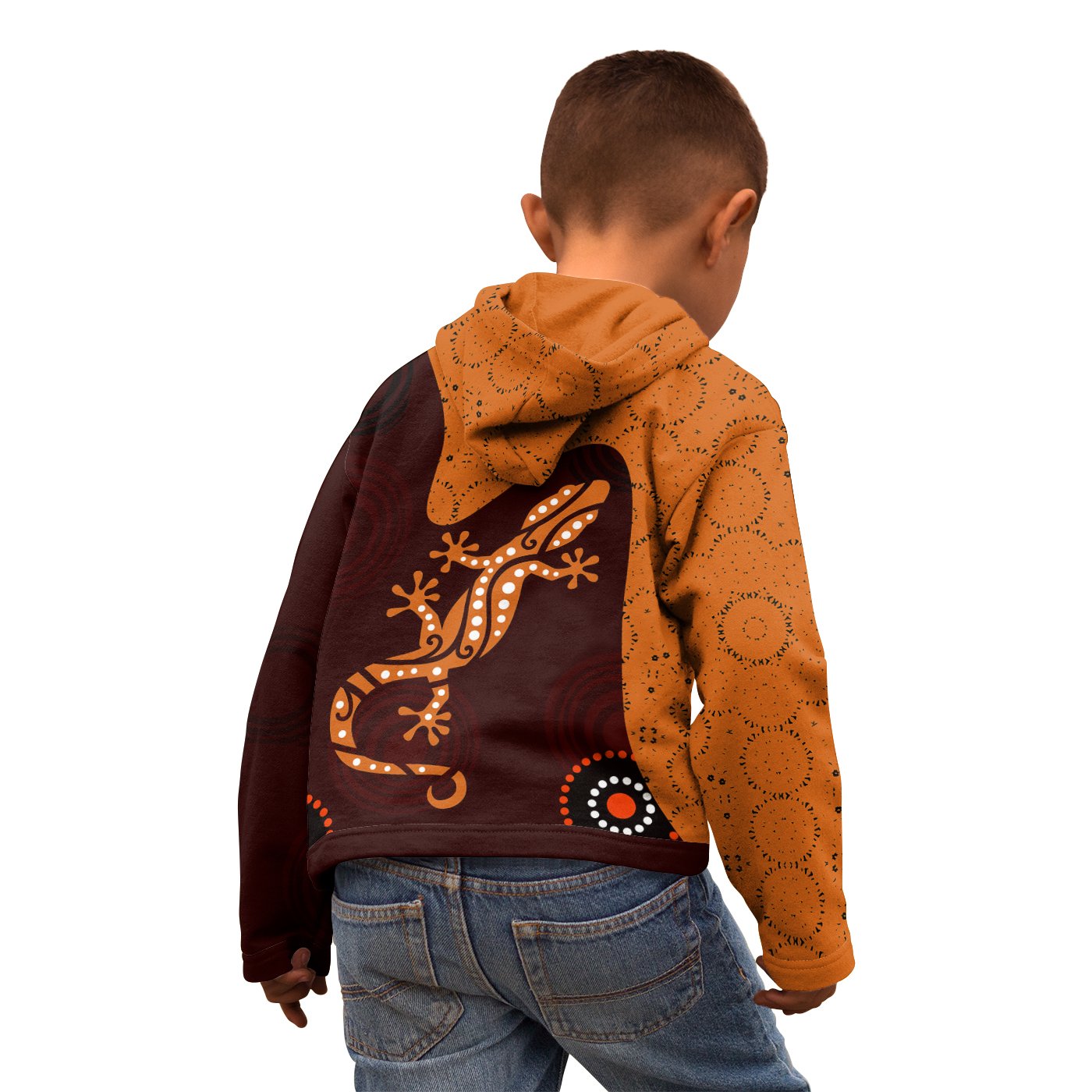 Aboriginal Zip - Up Hoodie - Lizard in Aboriginal Dreaming - Vibe Hoodie Shop