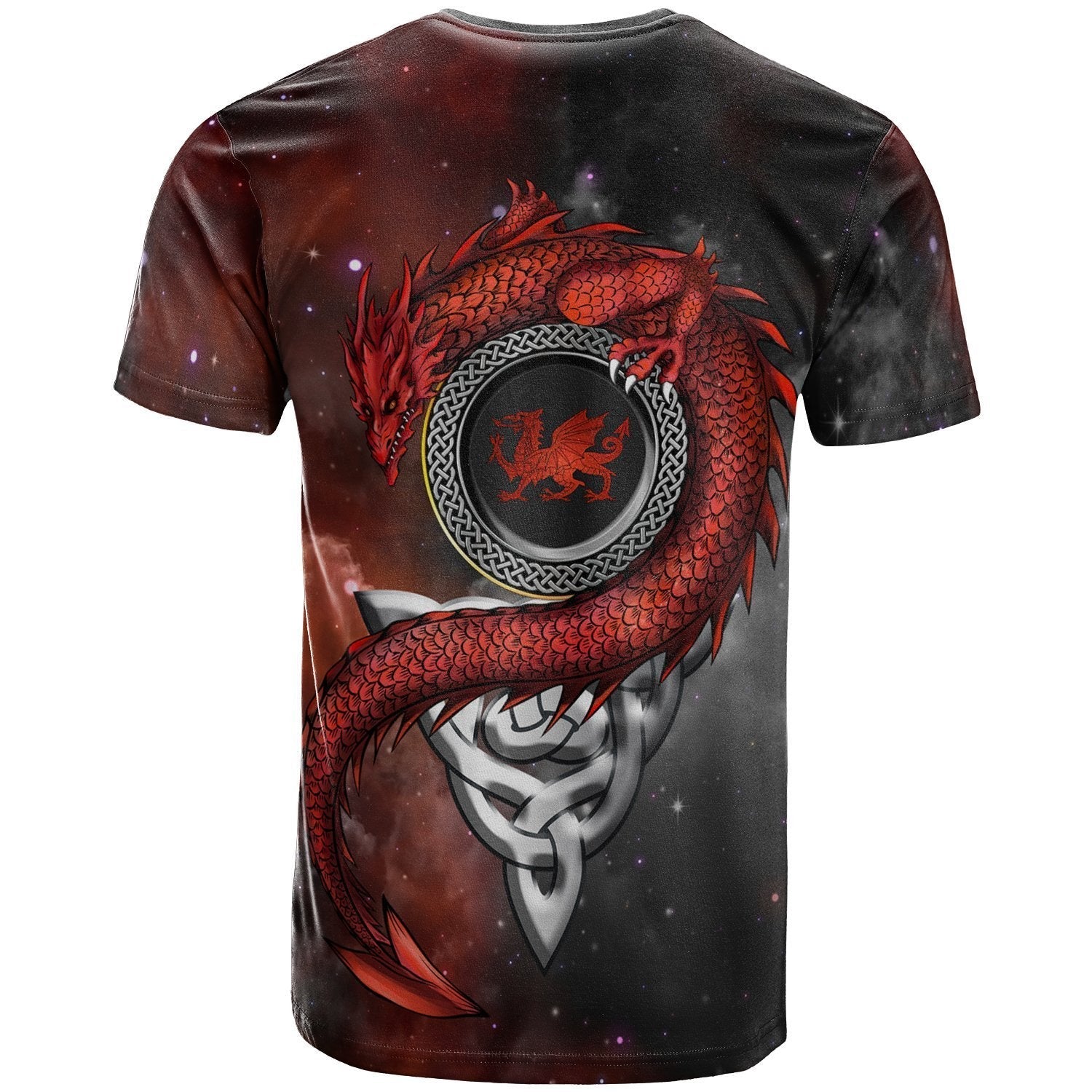 Wales Celtic T shirt - Dragon With Celtic - Vibe Hoodie Shop