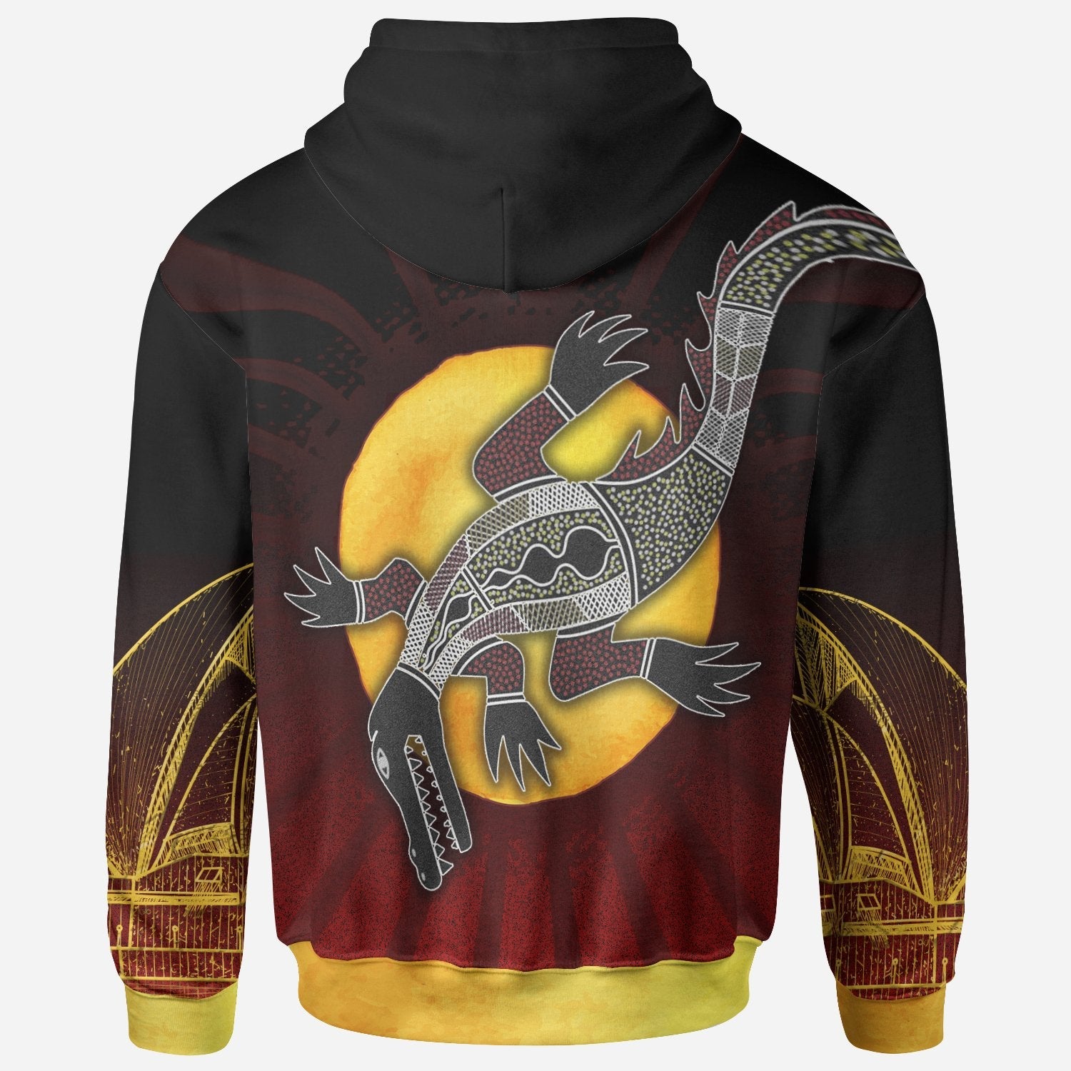 Zip - Up Hoodie - Aboriginal Crocodile with the Sydney Opera House - Vibe Hoodie Shop