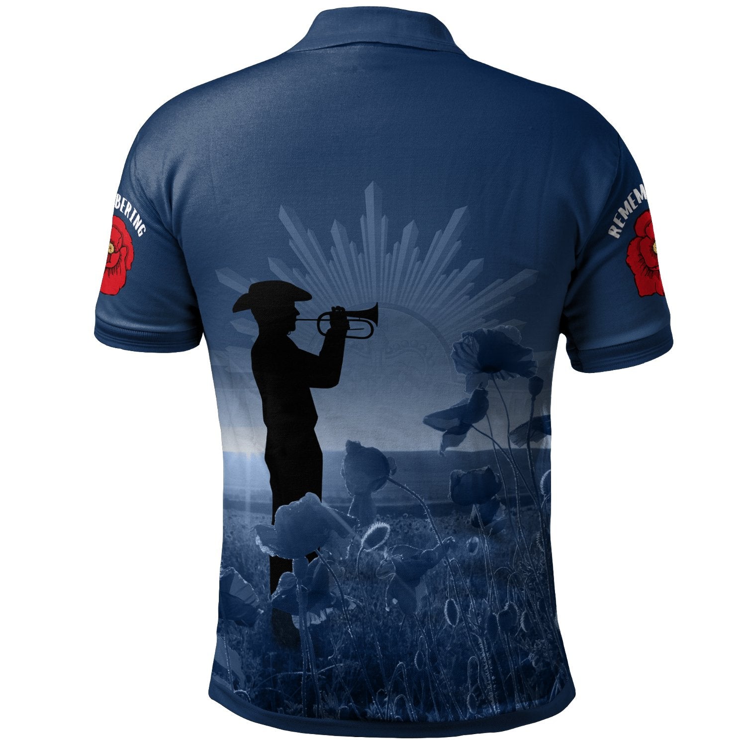 Navy ANZAC Polo Shirt - Remembering Our Heroes - Vibe Hoodie Shop