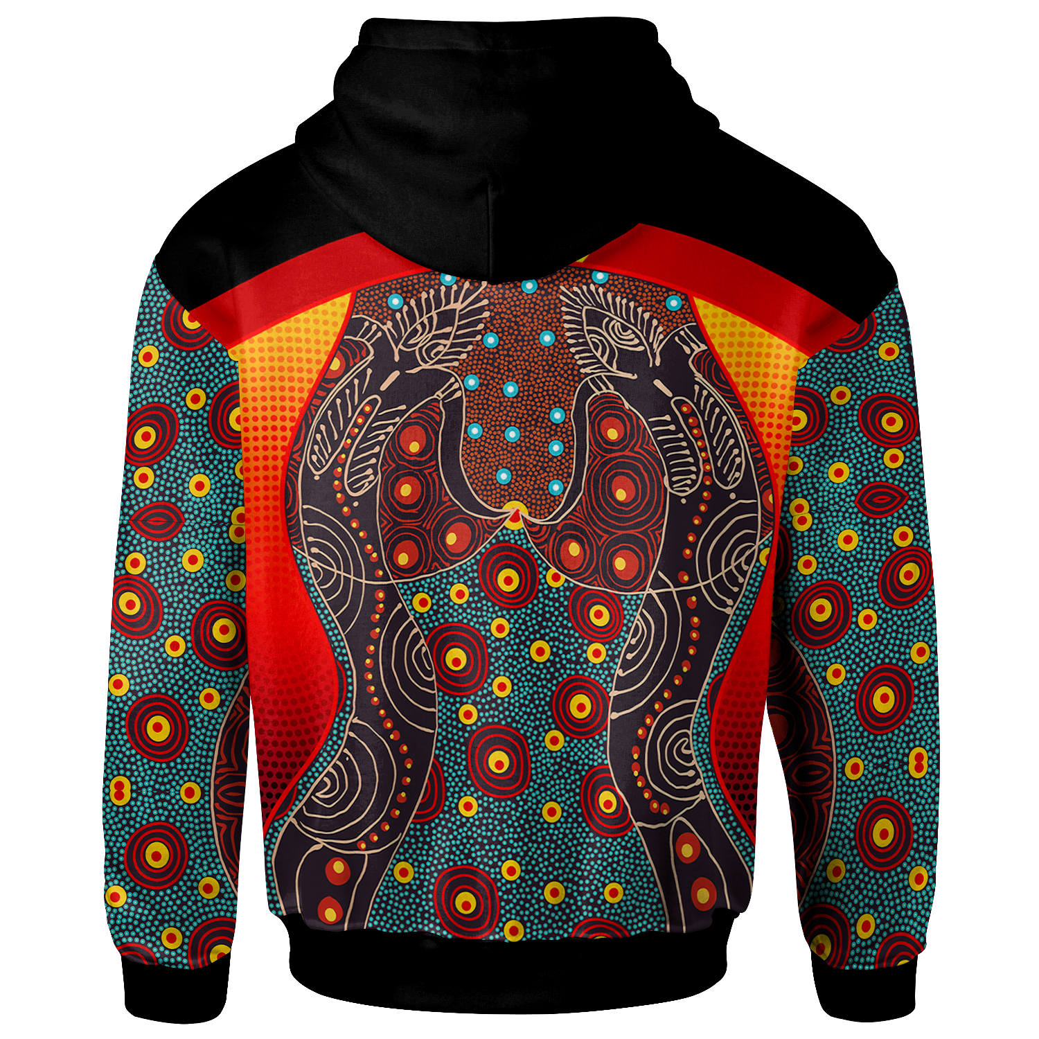 Zip - Up Hoodie - Aboriginal Sublimation Dot Pattern Style (Red) - Vibe Hoodie Shop