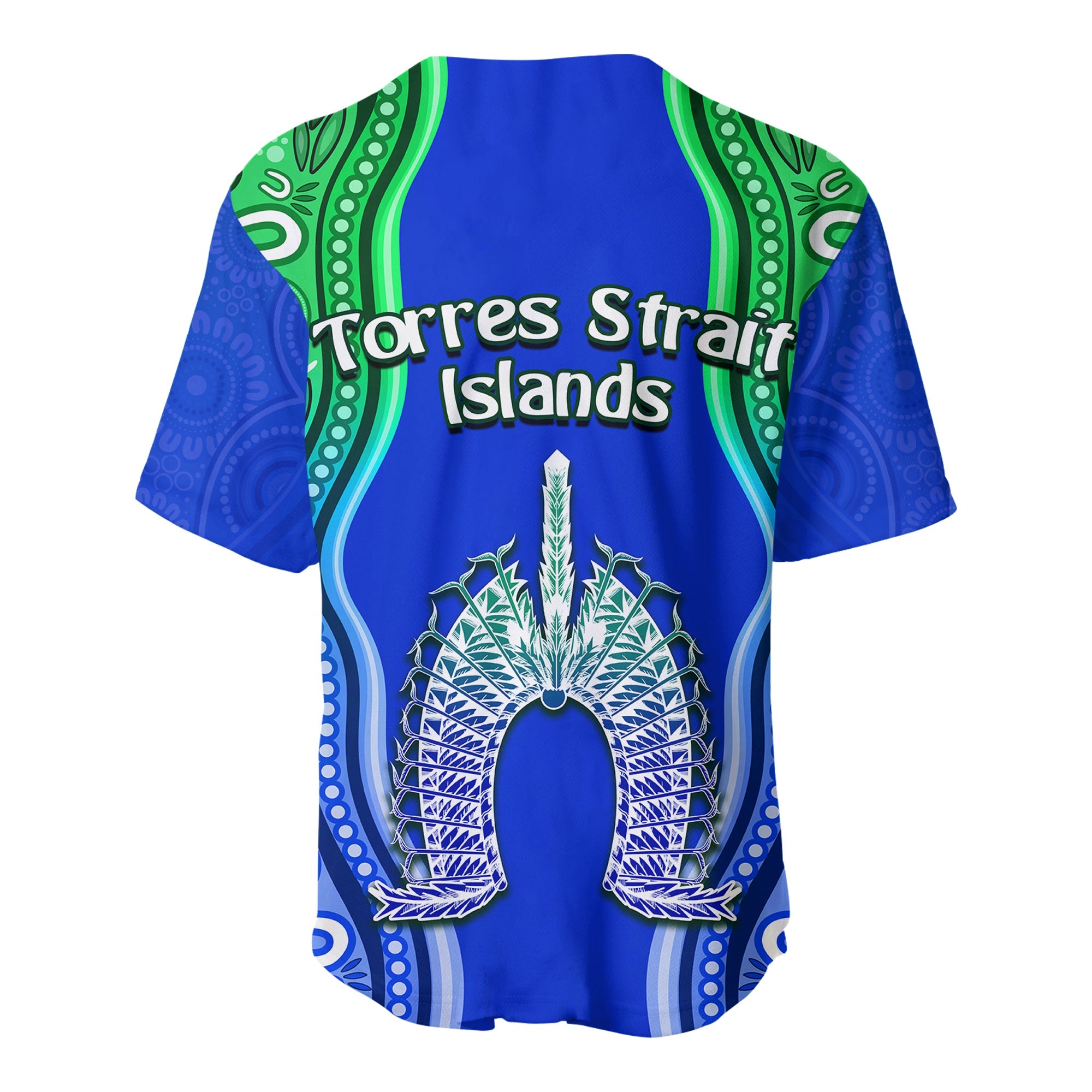 Torres Strait Islands Baseball Jersey The Dhari Mix Aboriginal Turtle Version Blue - Vibe Hoodie Shop