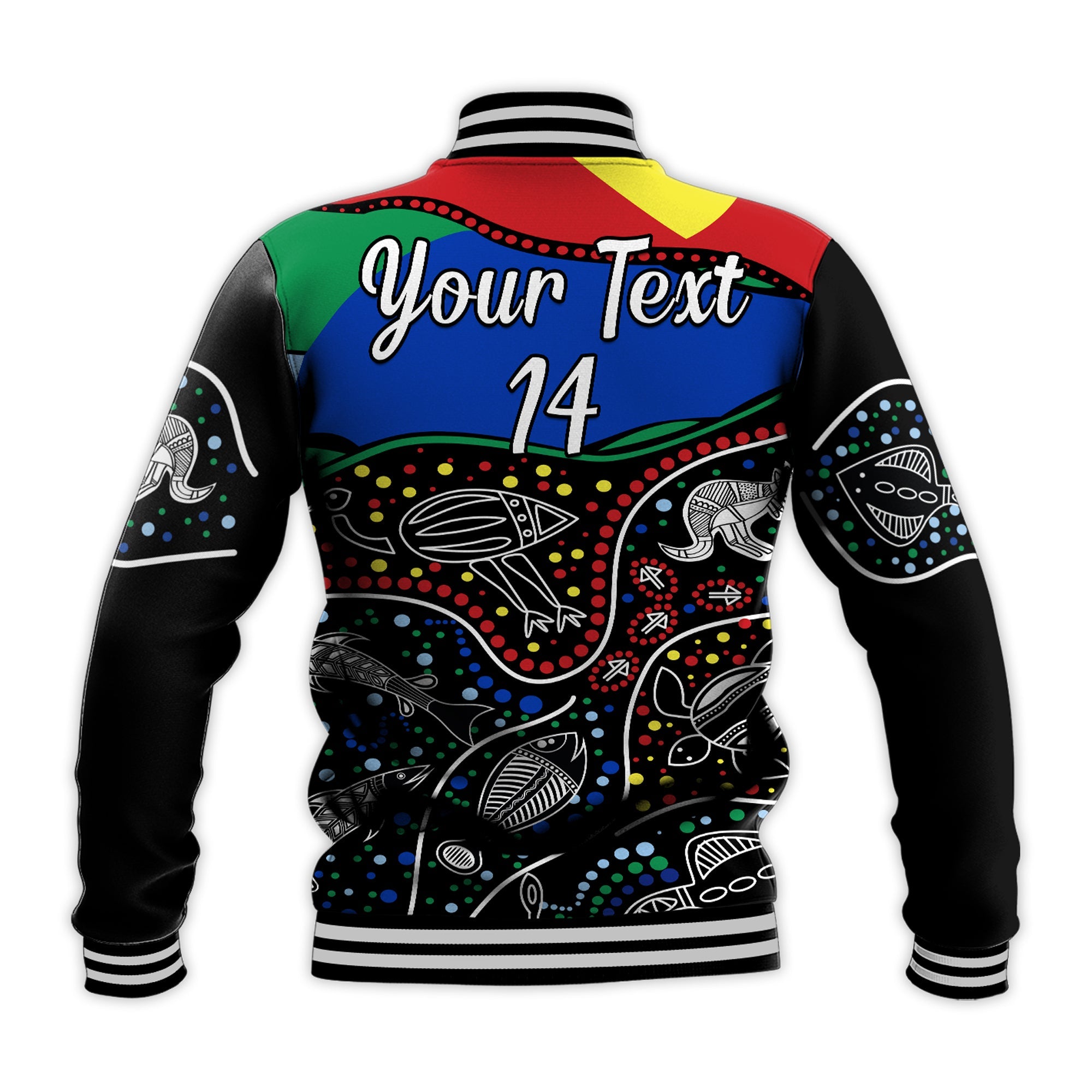 (Custom Text and Number) NAIDOC Week Baseball Jacket National Aborigines And Torres Strait Islander Animals Aboriginal Art - Vibe Hoodie Shop