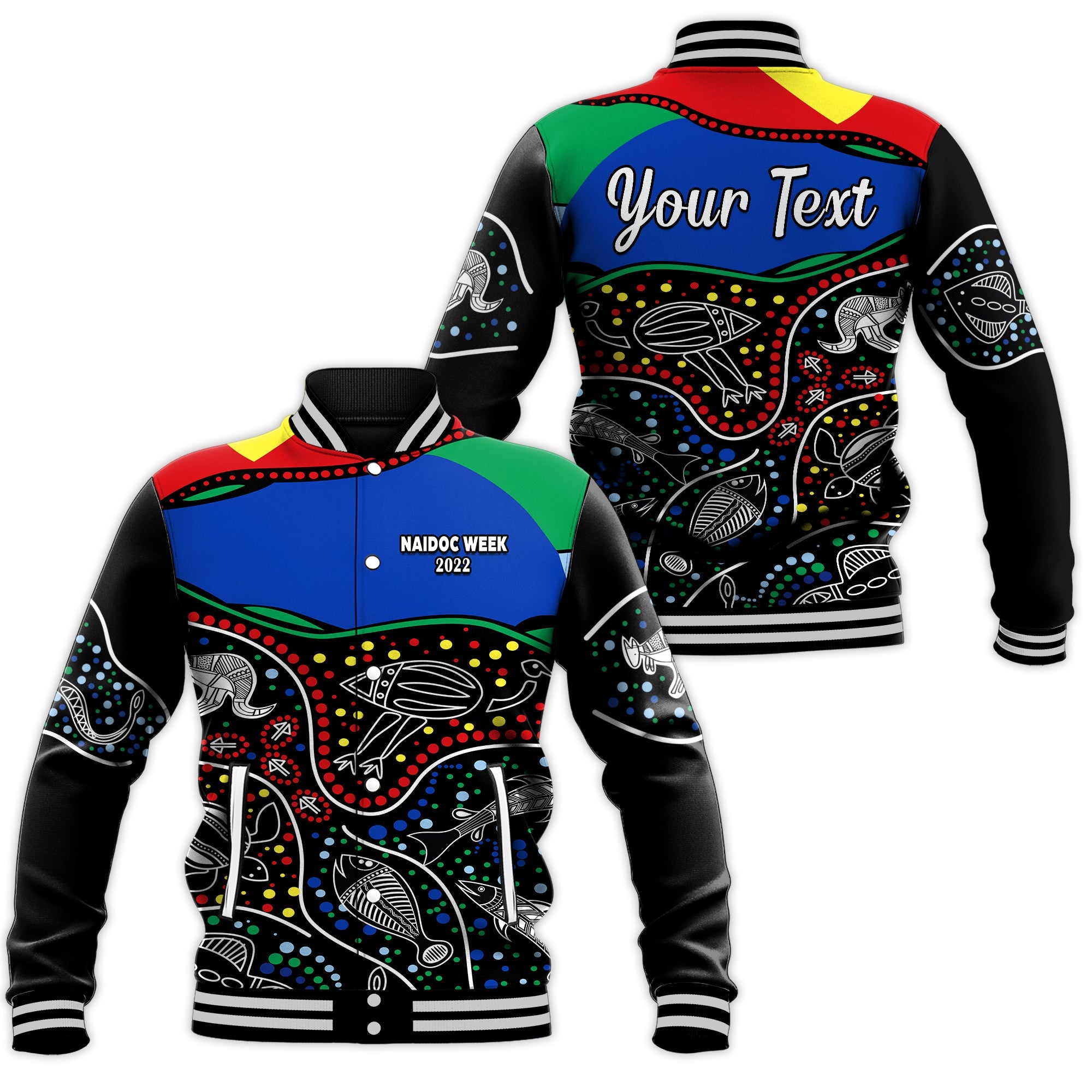 (Custom Personalised) NAIDOC Week 2022 Baseball Jacket National Aborigines And Torres Strait Islander Animals Aboriginal - Vibe Hoodie Shop