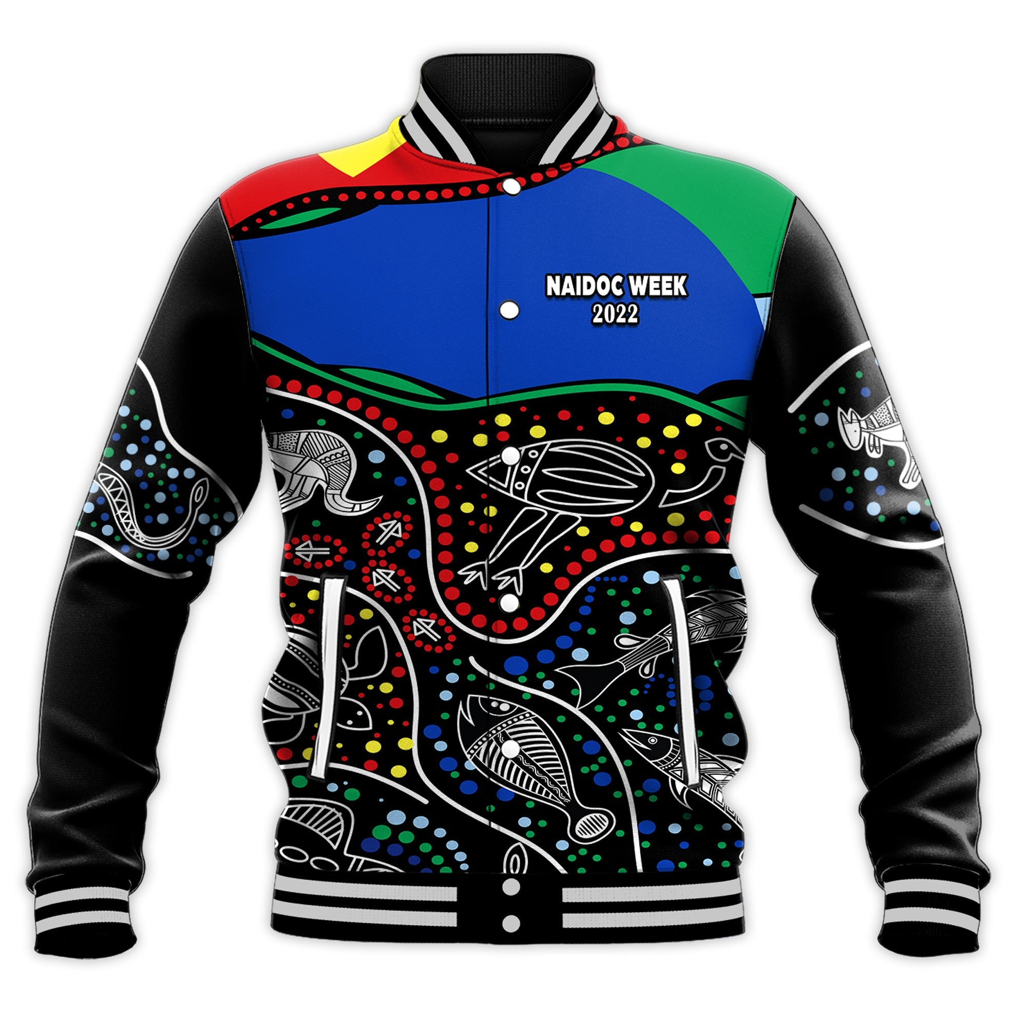 NAIDOC Week 2022 Baseball Jacket National Aborigines And Torres Strait Islander Animals Aboriginal - Vibe Hoodie Shop