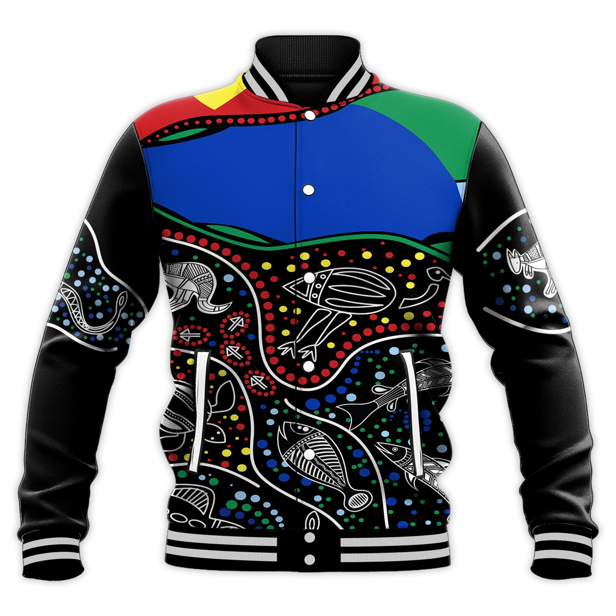 (Custom Text and Number) NAIDOC Week Baseball Jacket National Aborigines And Torres Strait Islander Animals Aboriginal Art - Vibe Hoodie Shop