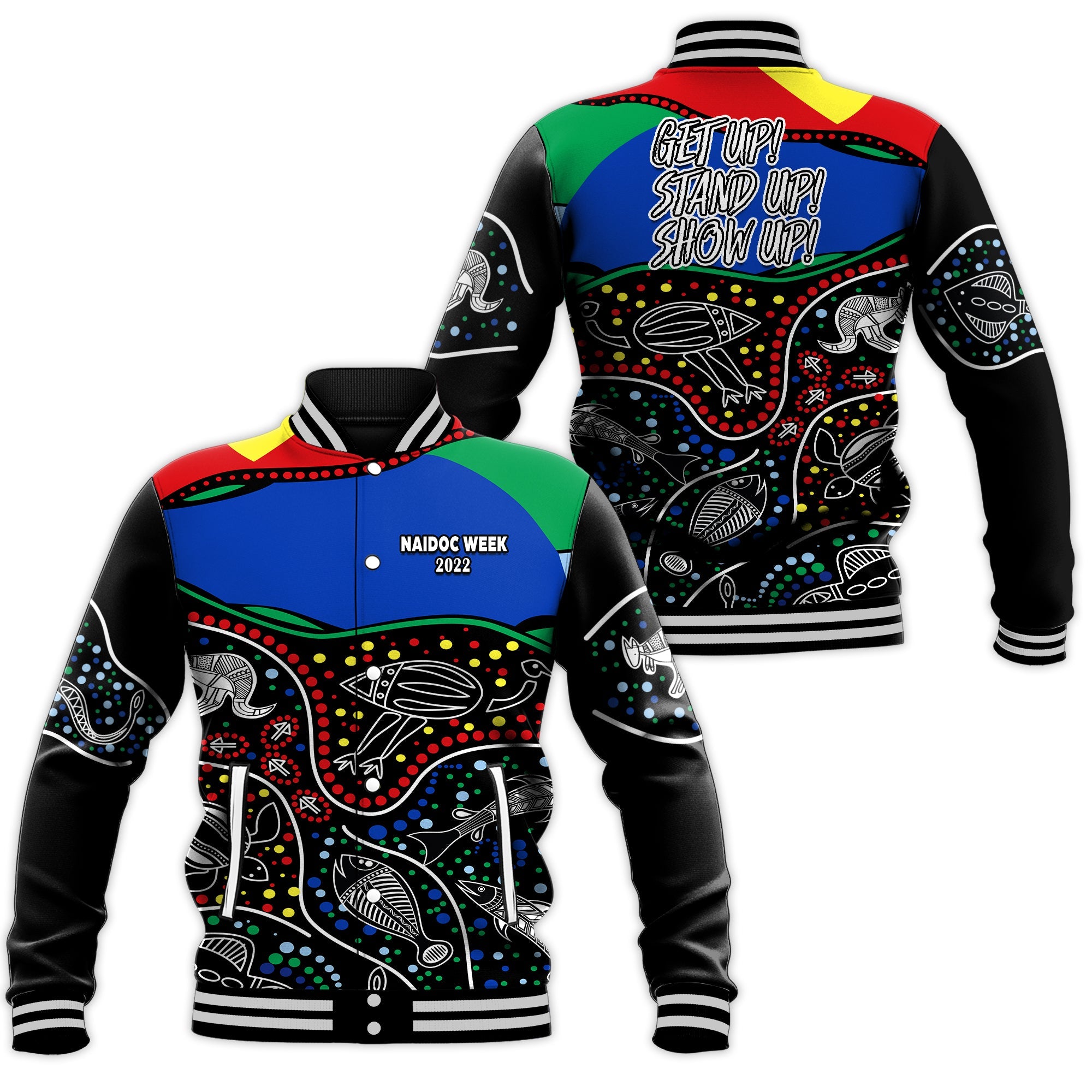 NAIDOC Week 2022 Baseball Jacket National Aborigines And Torres Strait Islander Animals Aboriginal - Vibe Hoodie Shop