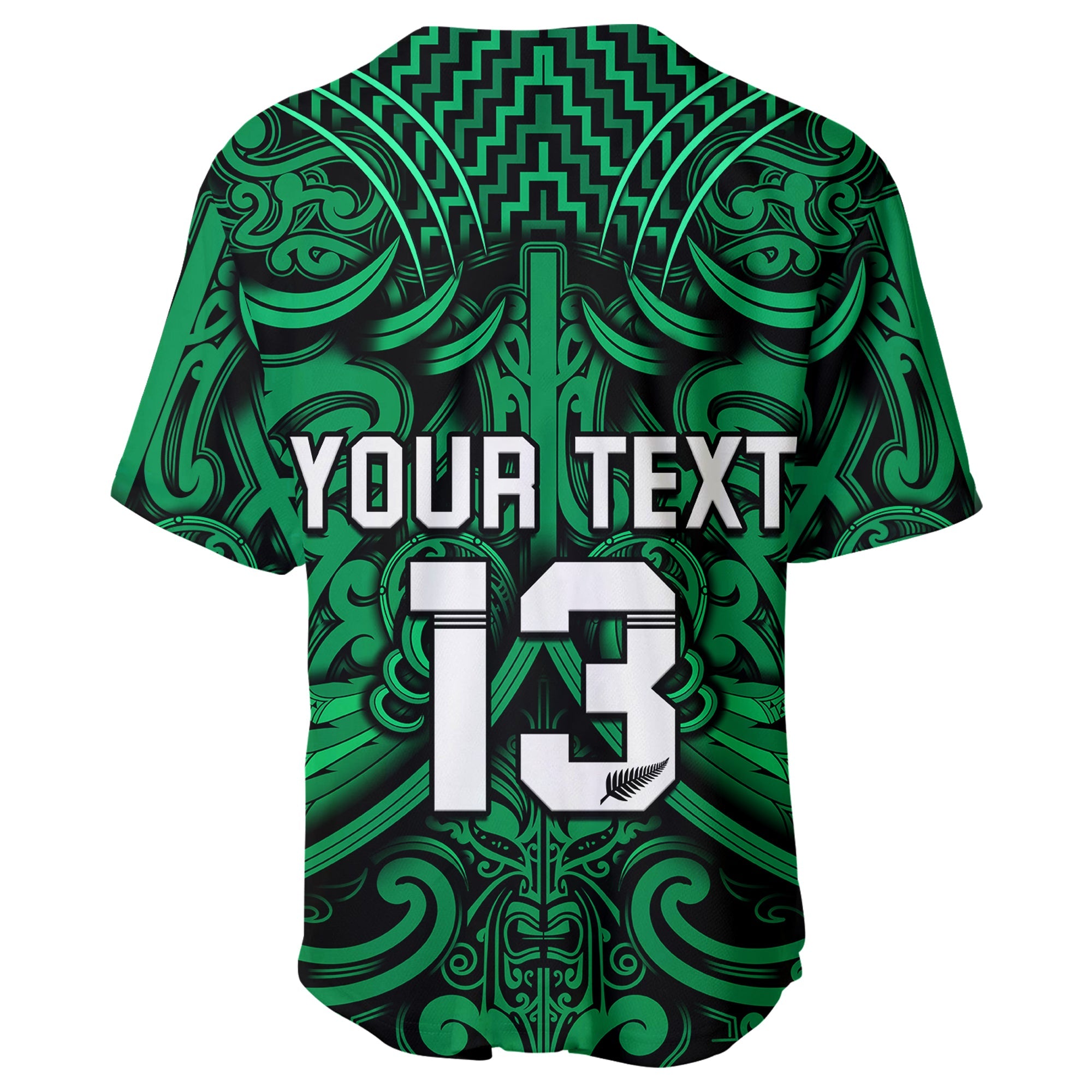 (Custom Text and Number) New Zealand Silver Fern Rugby Baseball Jersey All Black Green NZ Maori Pattern - Vibe Hoodie Shop