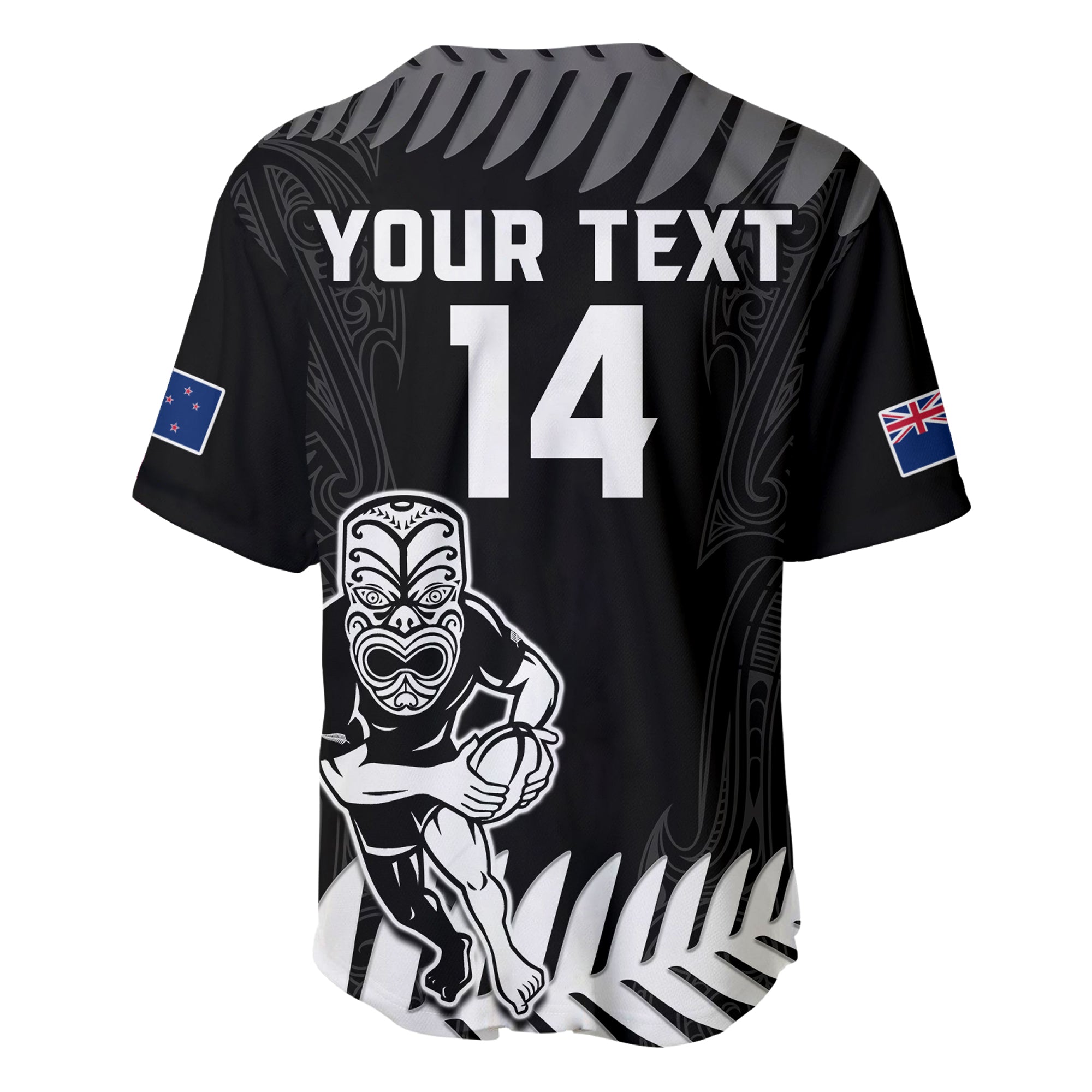 (Custom Text And Number) New Zealand Silver Fern Rugby Baseball Jersey NZ Kiwi Pacific Maori Sporty - Vibe Hoodie Shop