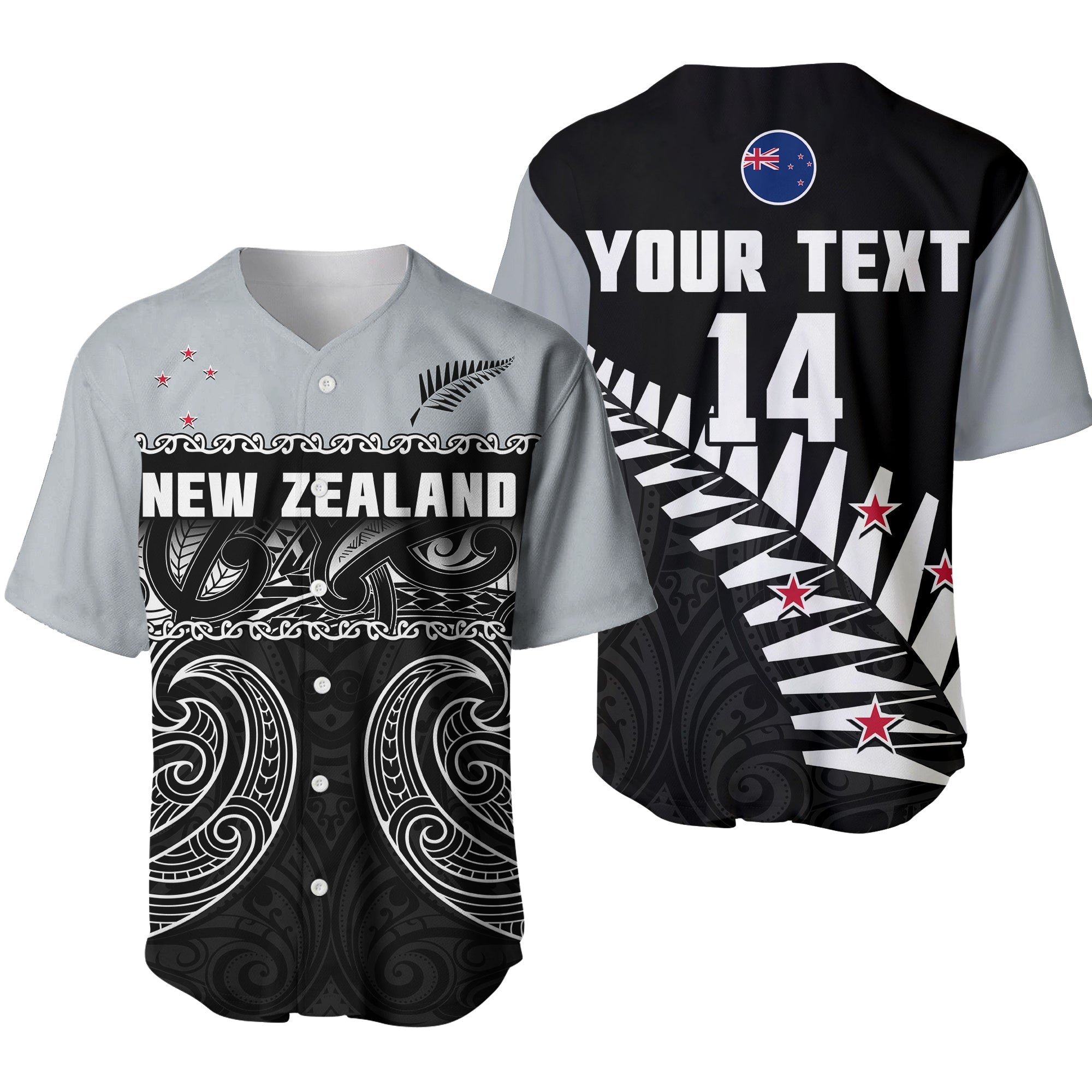 (Custom Text And Number) New Zealand 2022 Cricket Baseball Jersey Black Cap Silver Fern Maori - Vibe Hoodie Shop