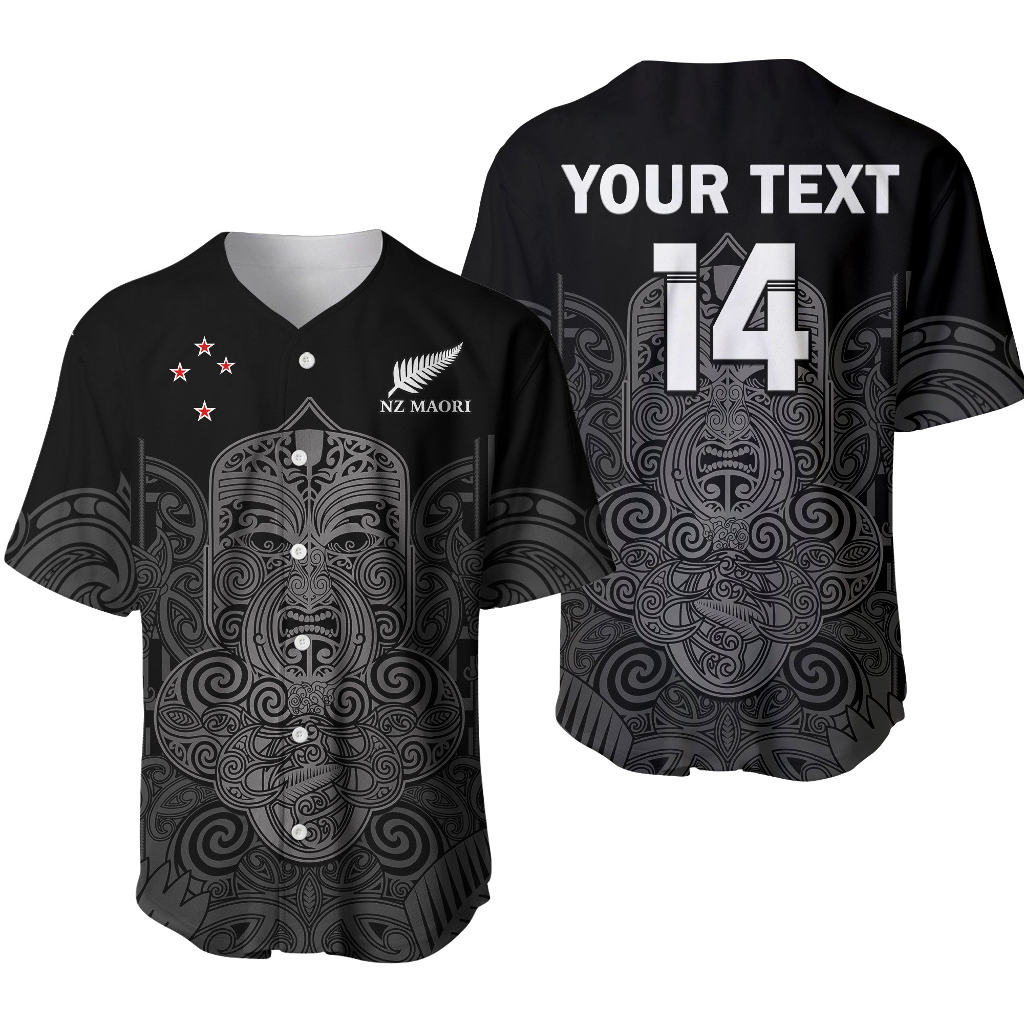 (Custom Text And Number) New Zealand Tiki Rugby Baseball Jersey NZ Maori Koru Pattern - Vibe Hoodie Shop