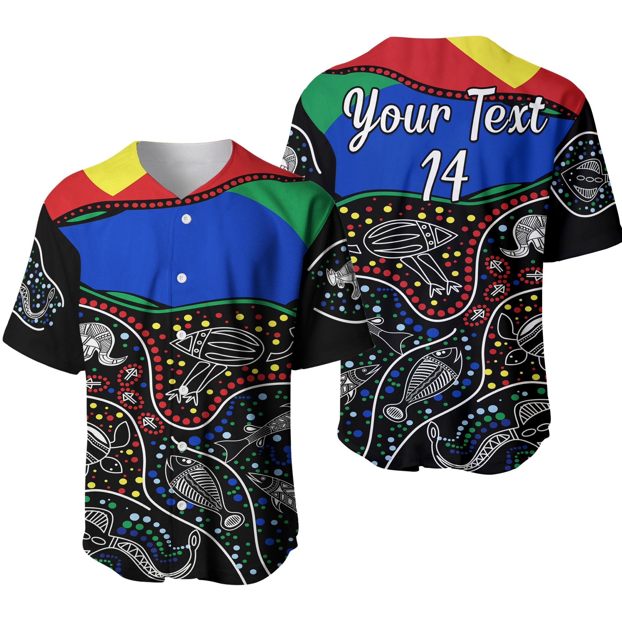 (Custom Text and Number) NAIDOC Week Baseball Jersey National Aborigines And Torres Strait Islander Animals Aboriginal Art - Vibe Hoodie Shop