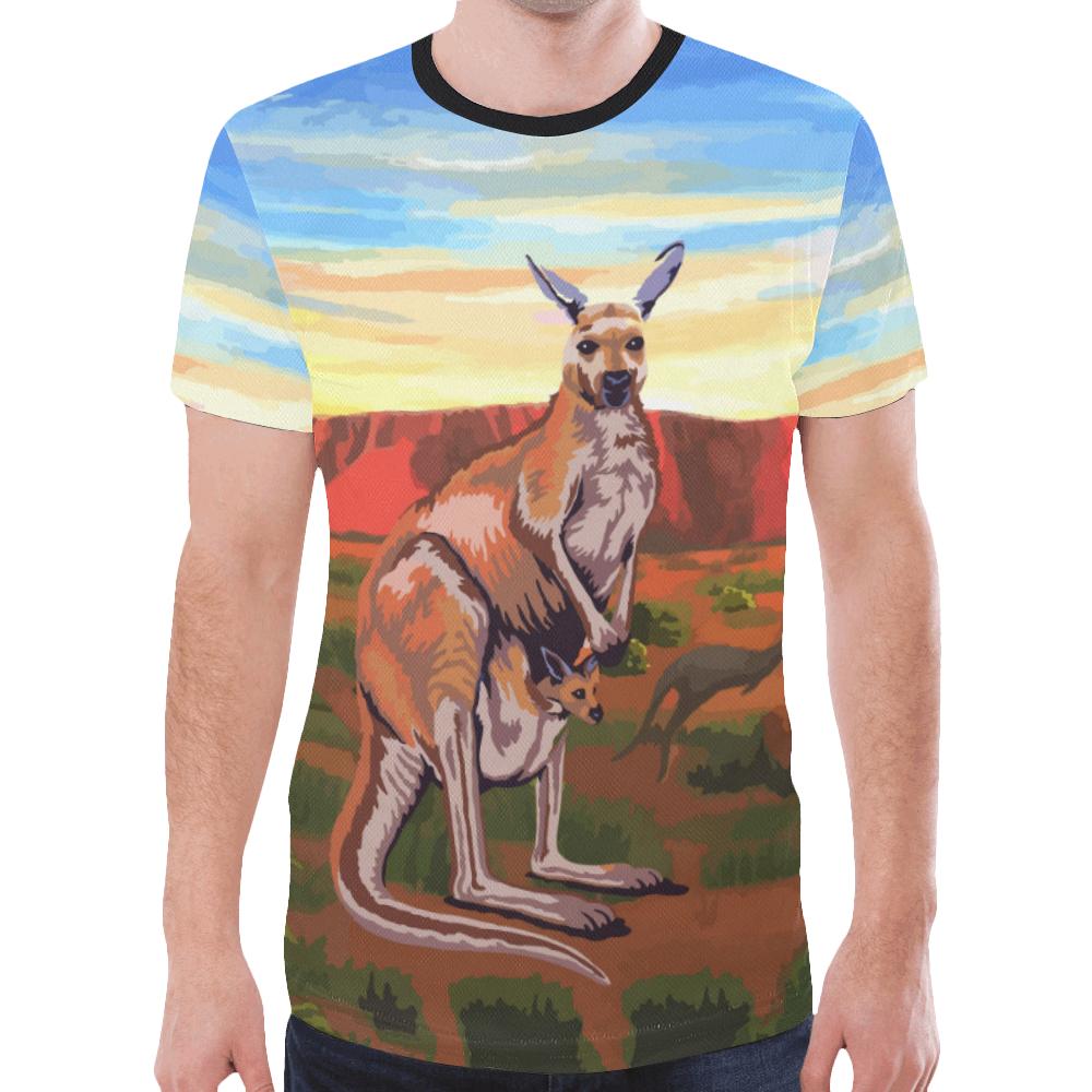 Australia T shirt - Kangaroo T shirt Uluru Landscape Art - Vibe Hoodie Shop